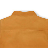 Mustard yellow shirt with a collar, plain fabric, simple design.
