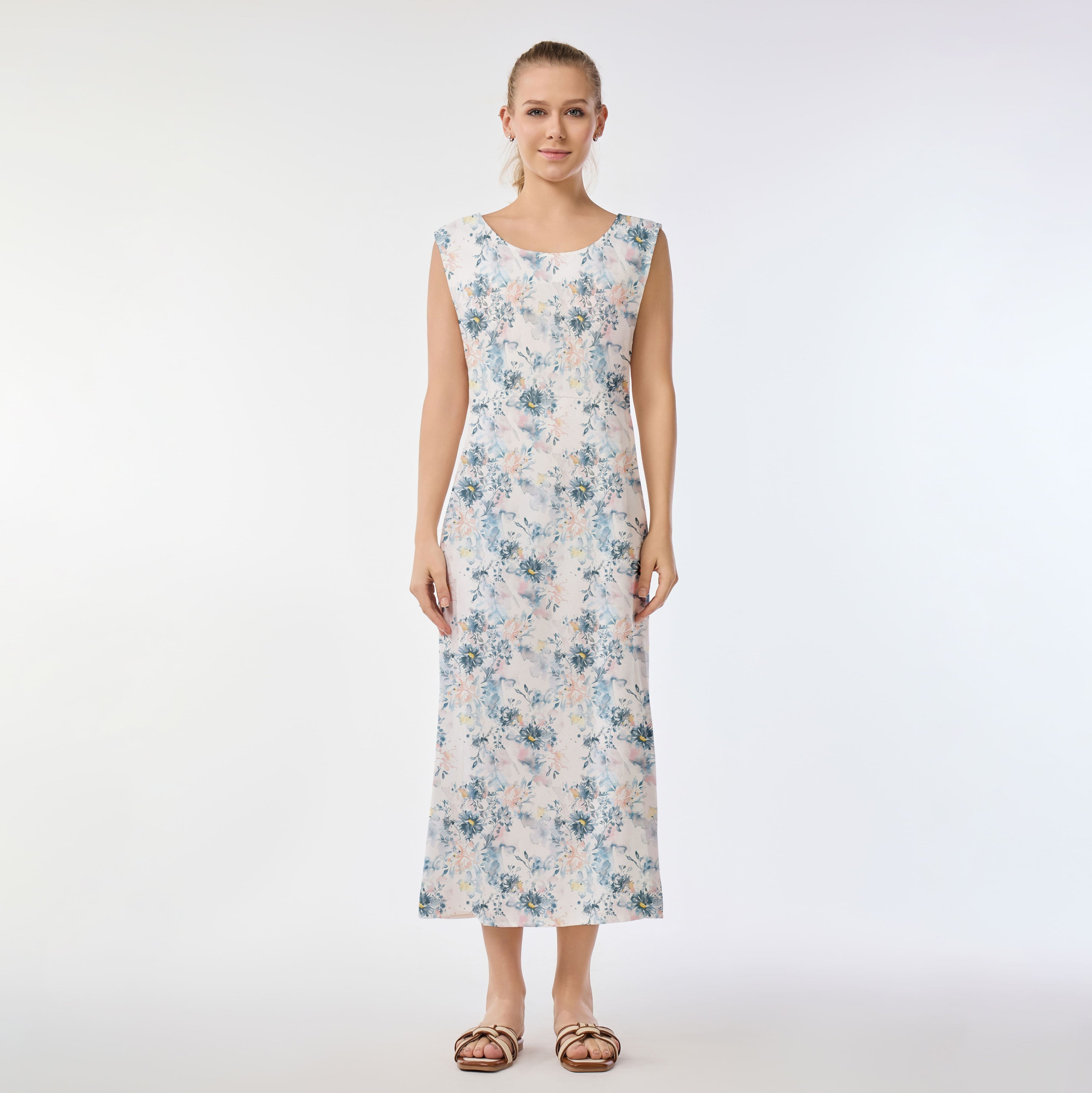 Ink Wash Floral Muumuu Dress