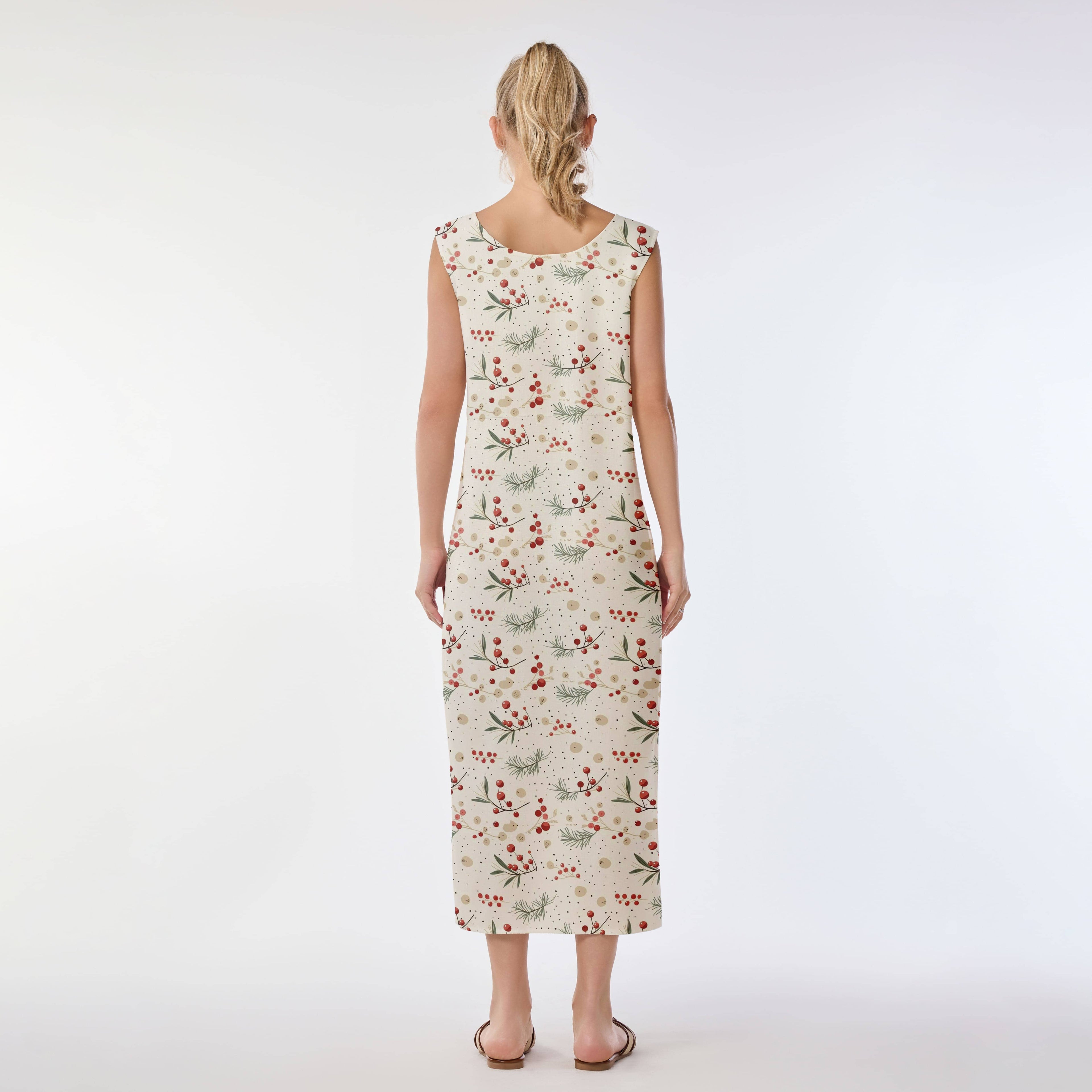 Berry & Holly Print Muumuu Dress