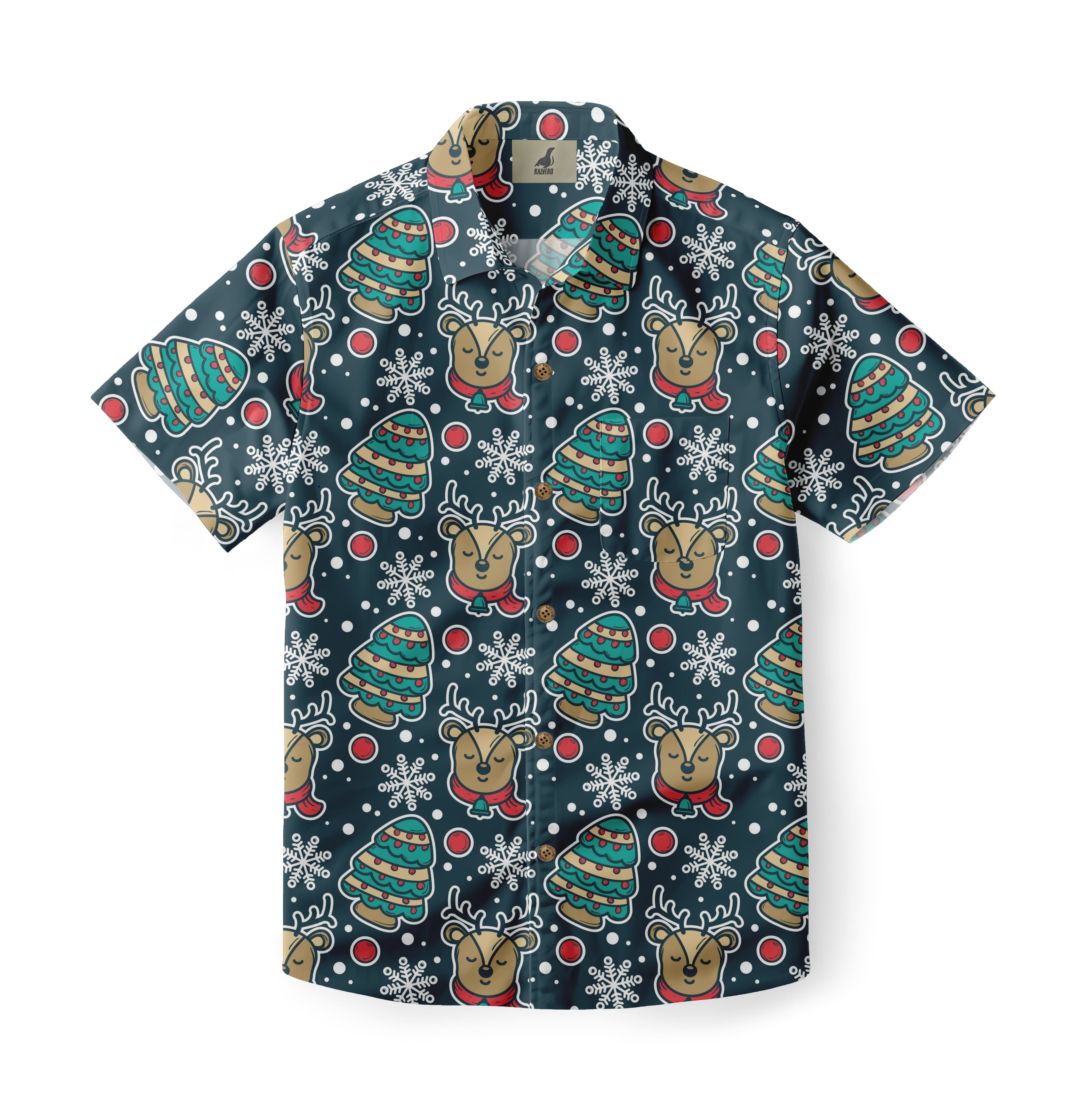 Reindeer Snowflake Hawaiian Shirt