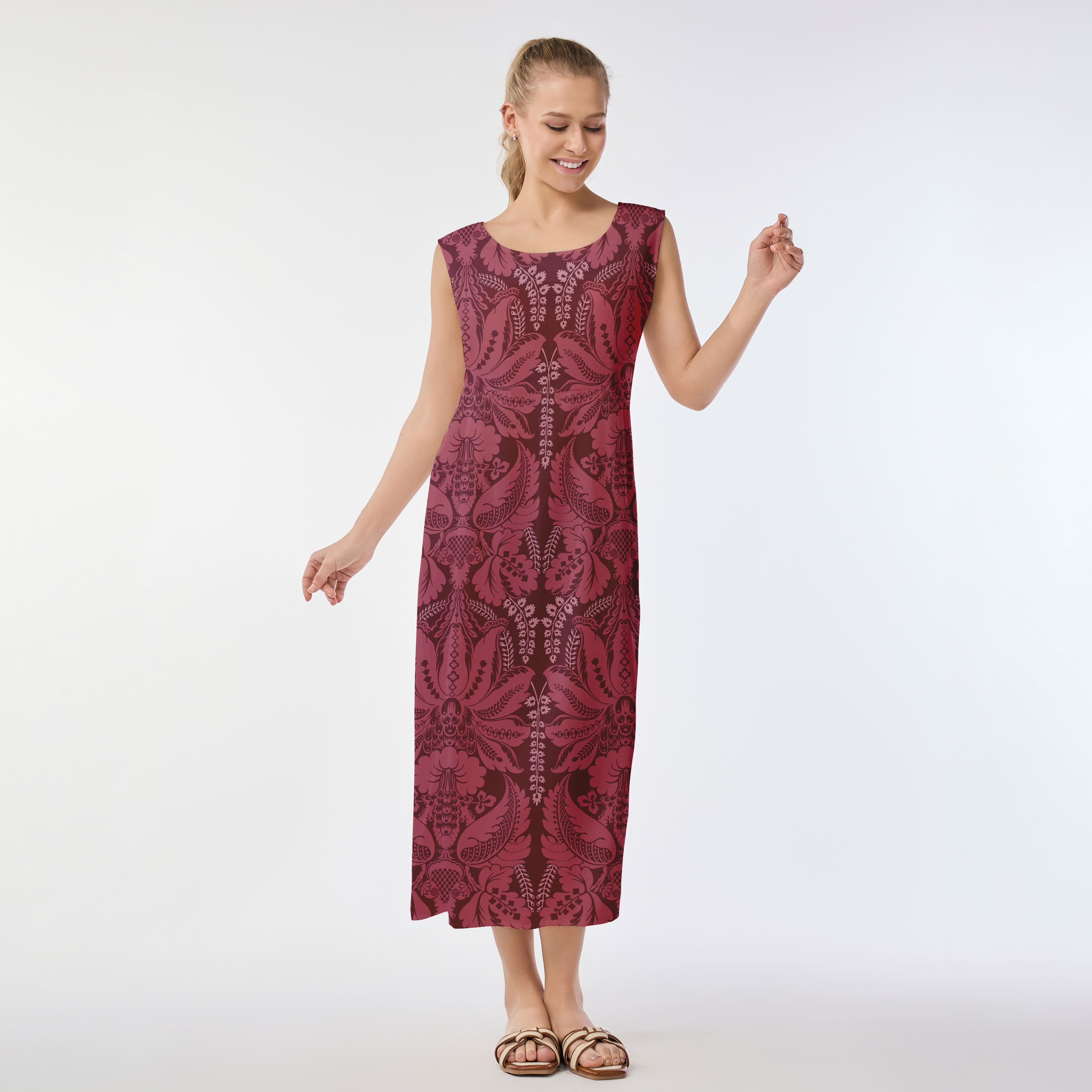Crimson Elegance Muumuu Dress