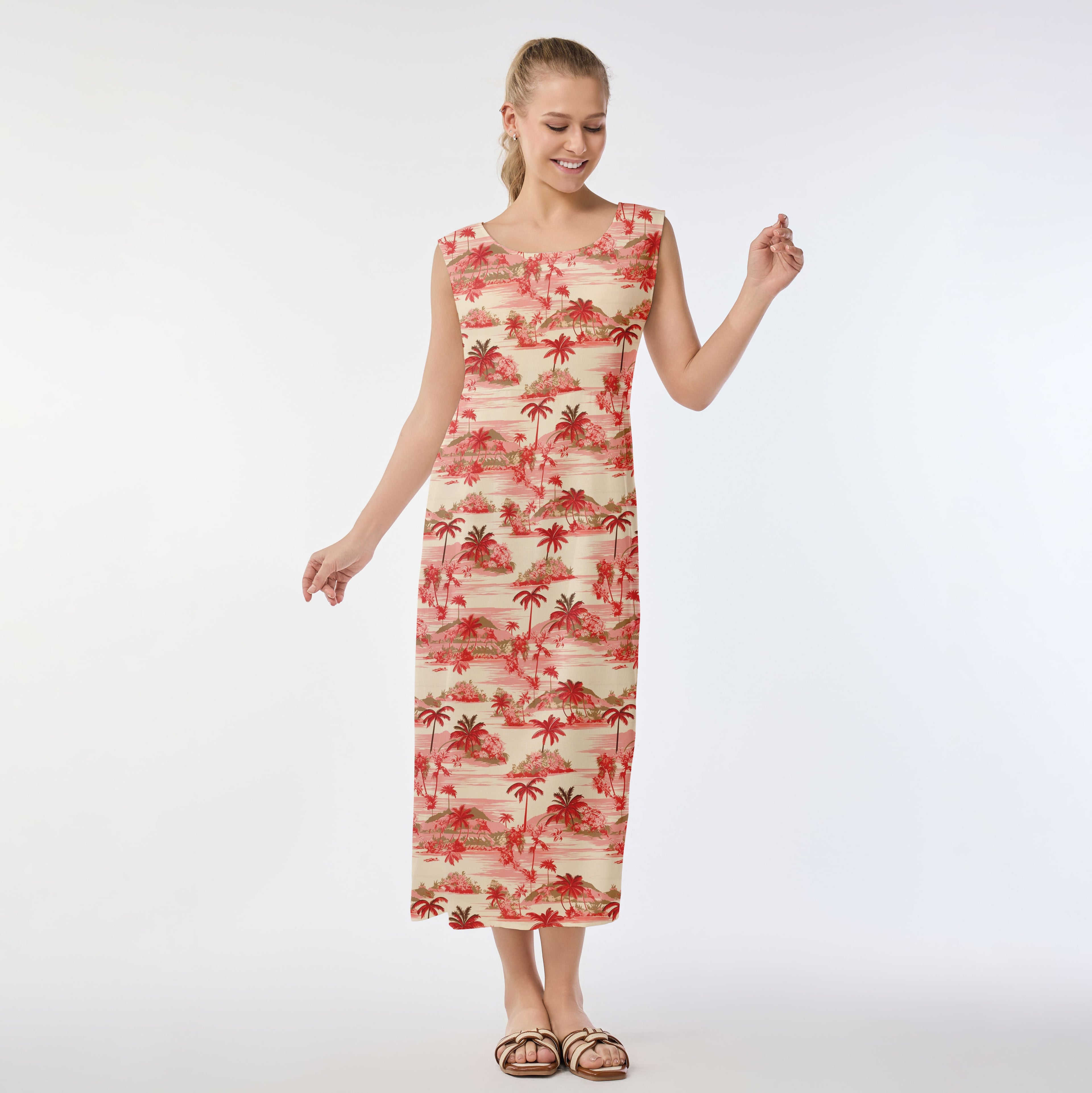 Island Paradise in Red Muumuu Dress