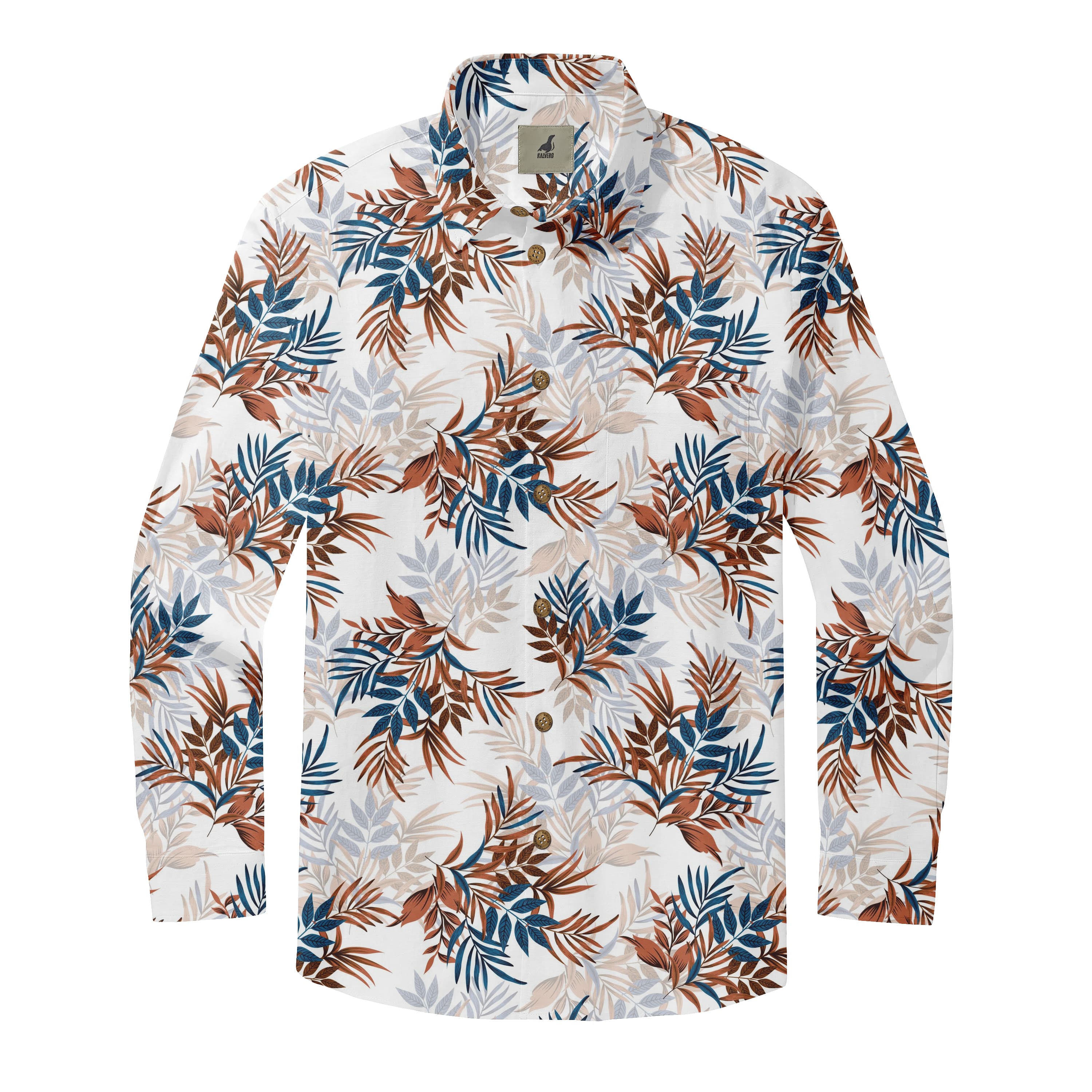 Tan Tree Leaf Long Sleeve Shirts