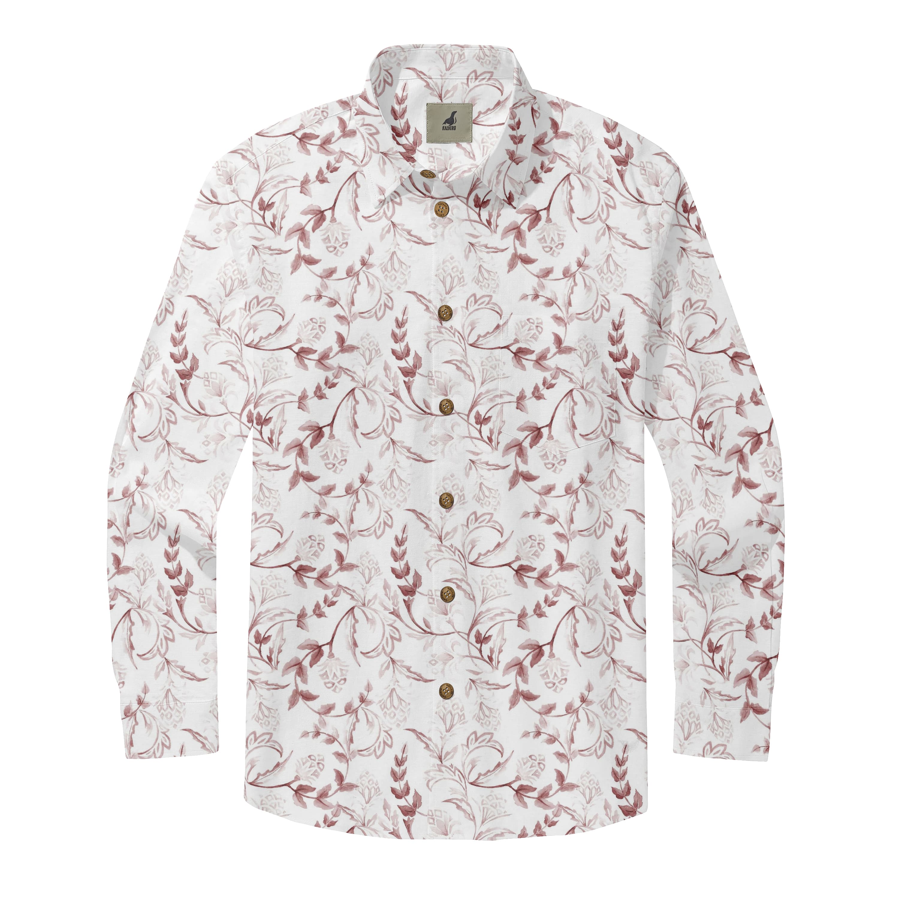 Maroon Botanical Long Sleeve Shirts