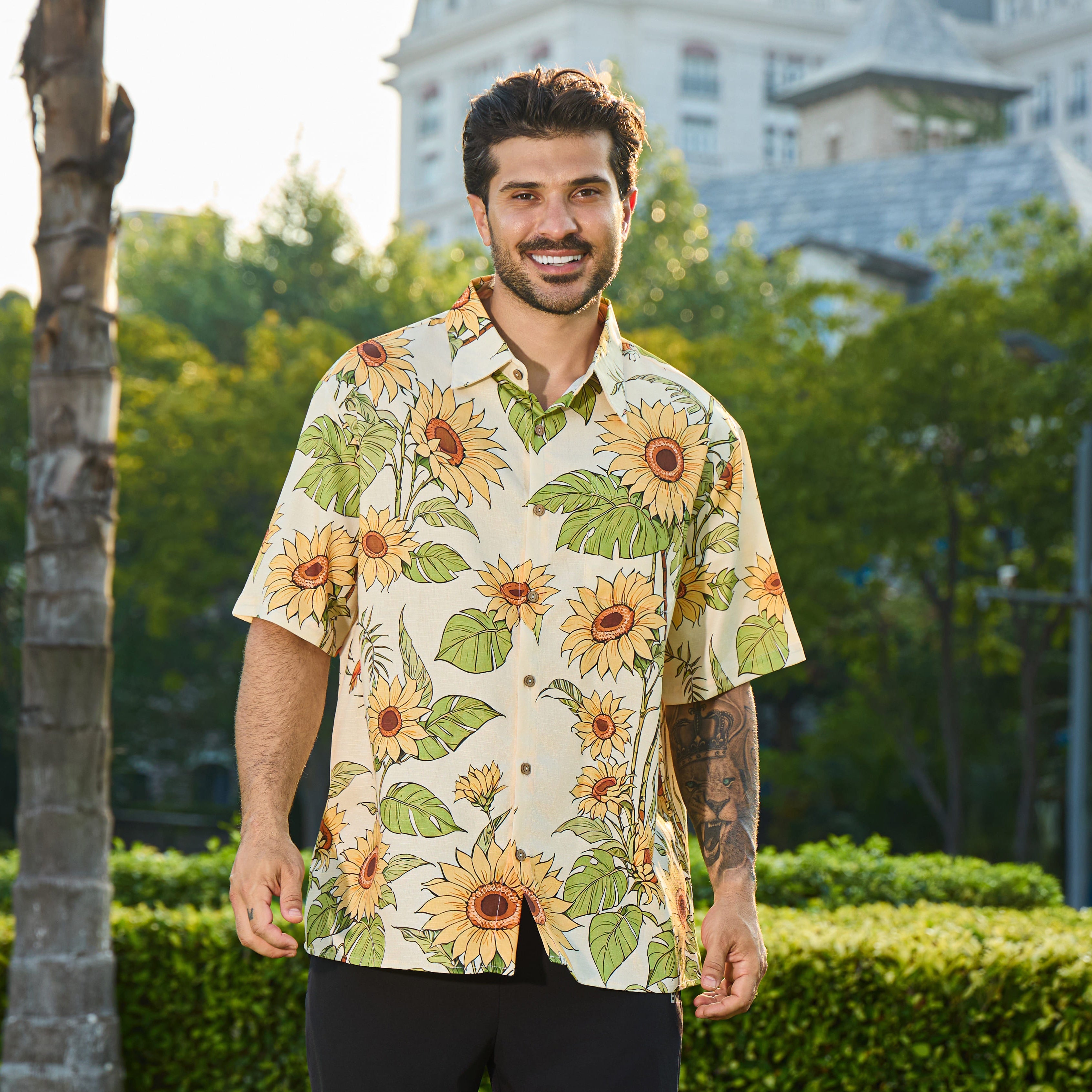 Radiant Sunflower Childrens Hawaiian Shirt