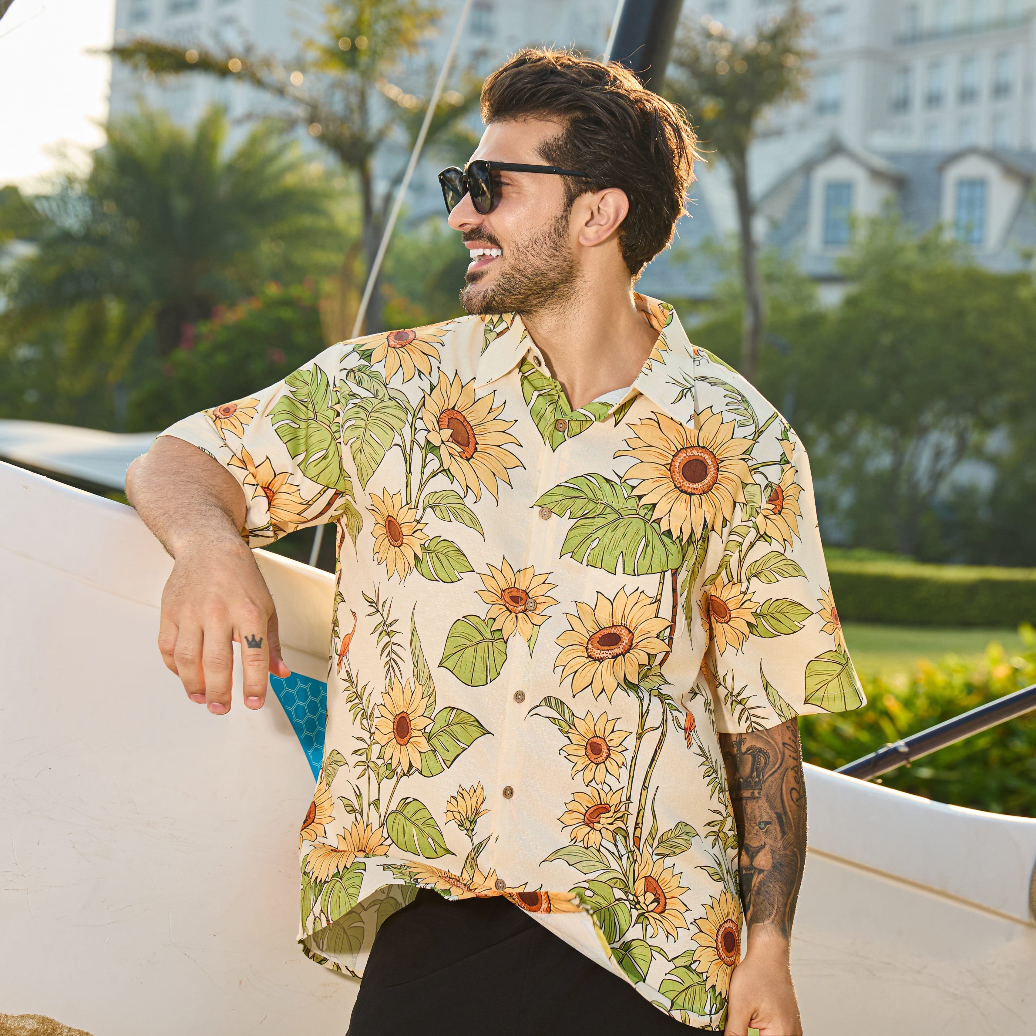 Radiant Sunflower Childrens Hawaiian Shirt