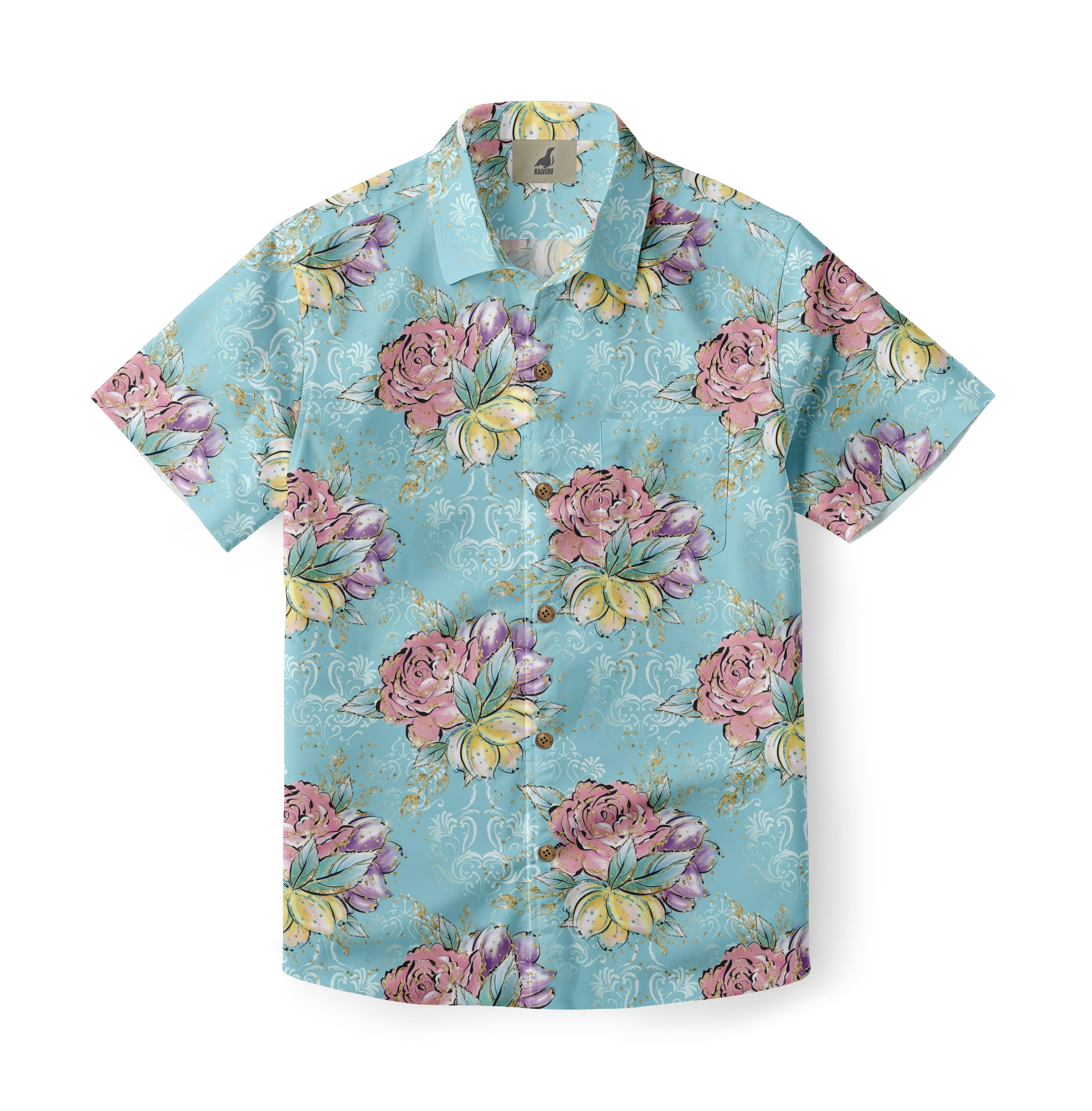 Light Blue Tropical Floral Hawaiian Shirt