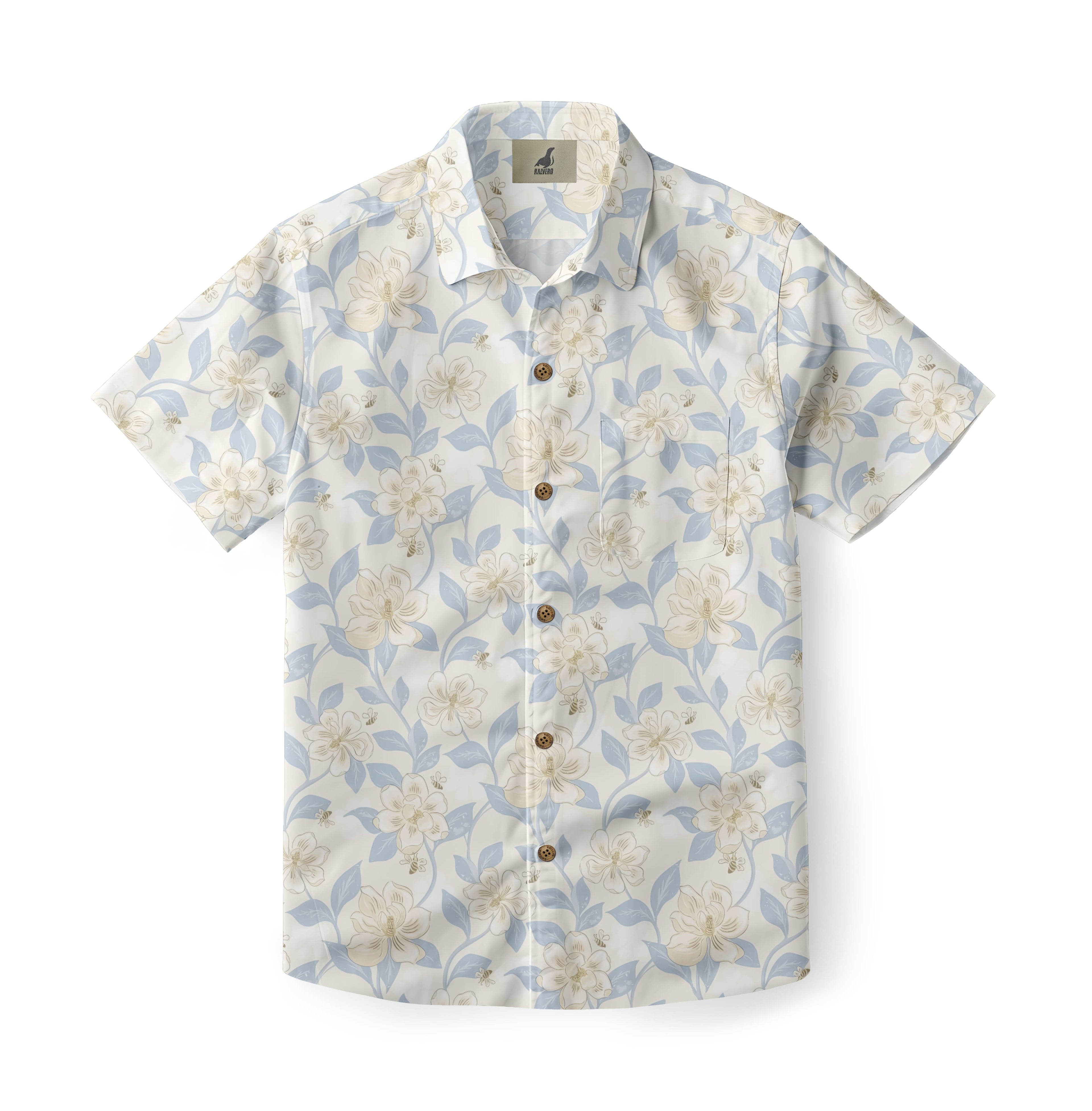 White Tropical Floral Hawaiian Shirt