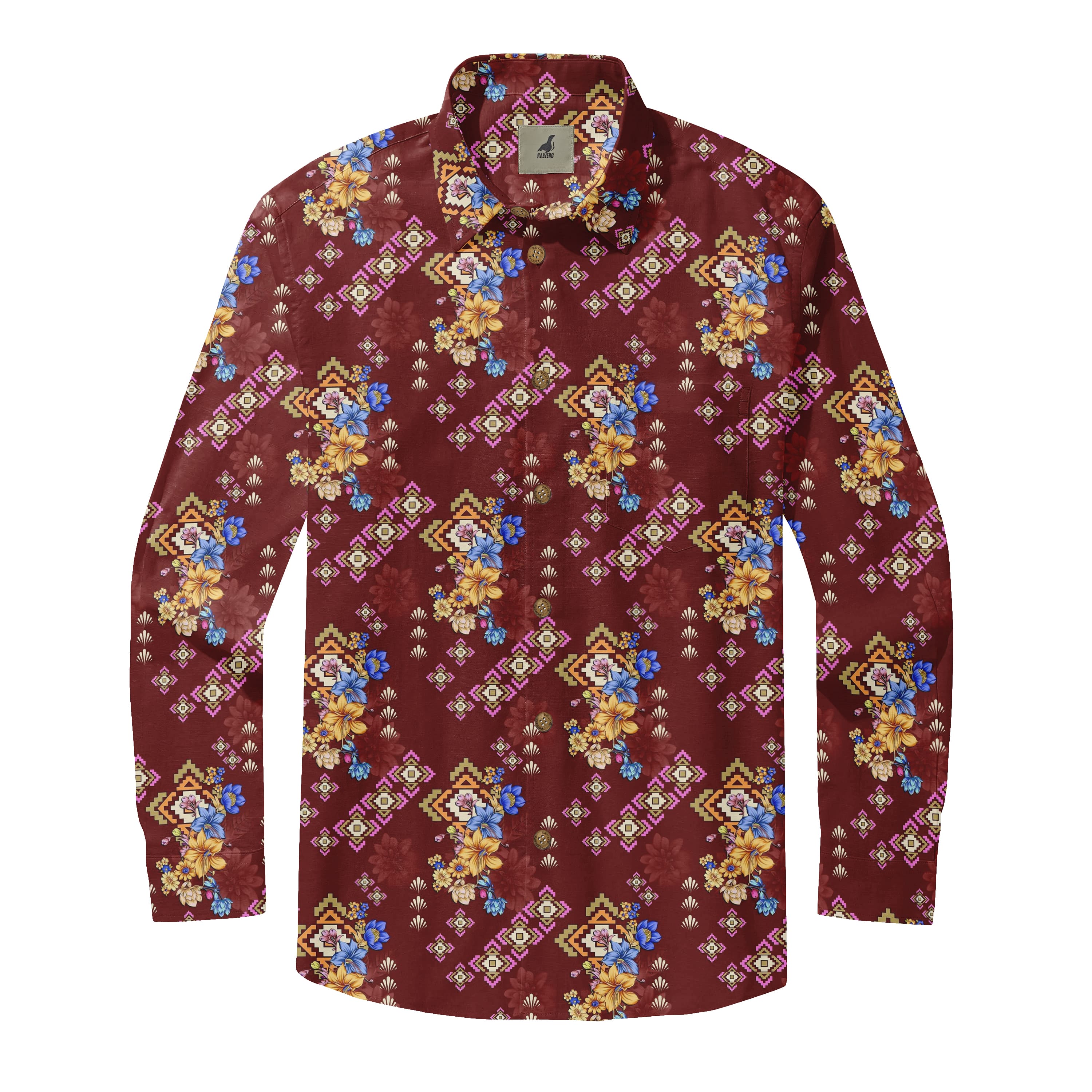 Bohemian Ruby Print Long Sleeve Shirts