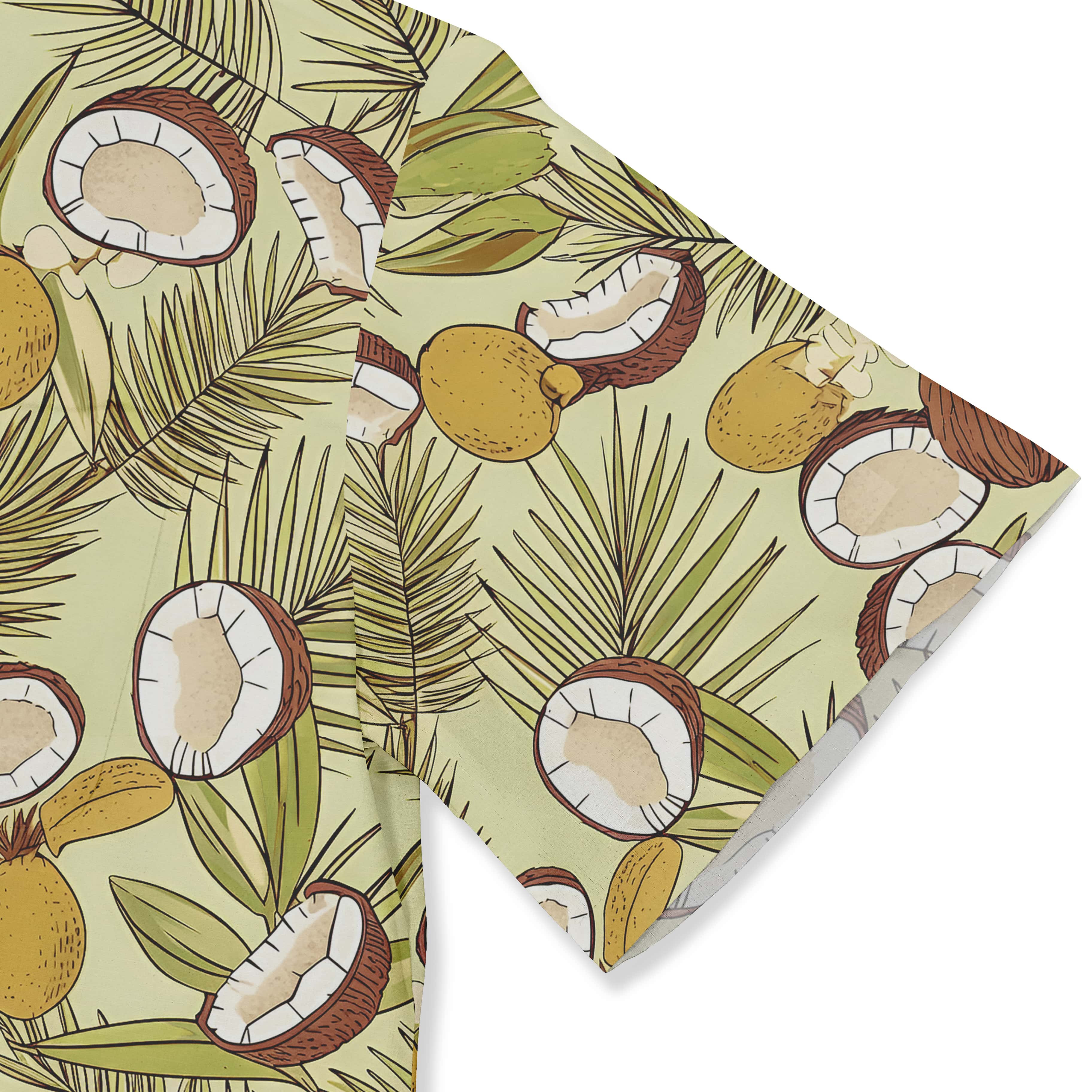 Coconut and palm leaf pattern fabric design.