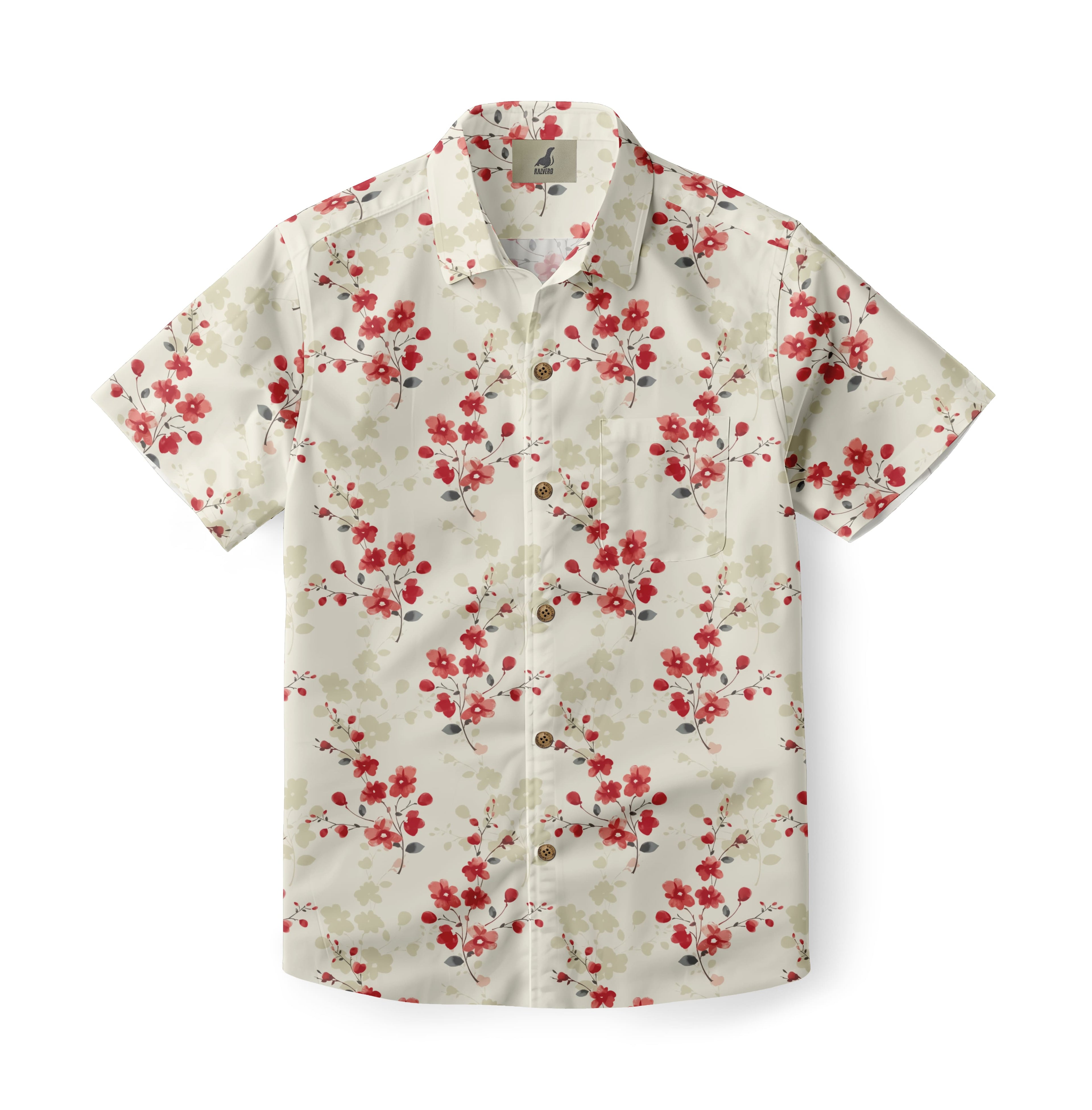 White Tropical Floral Hawaiian Shirt