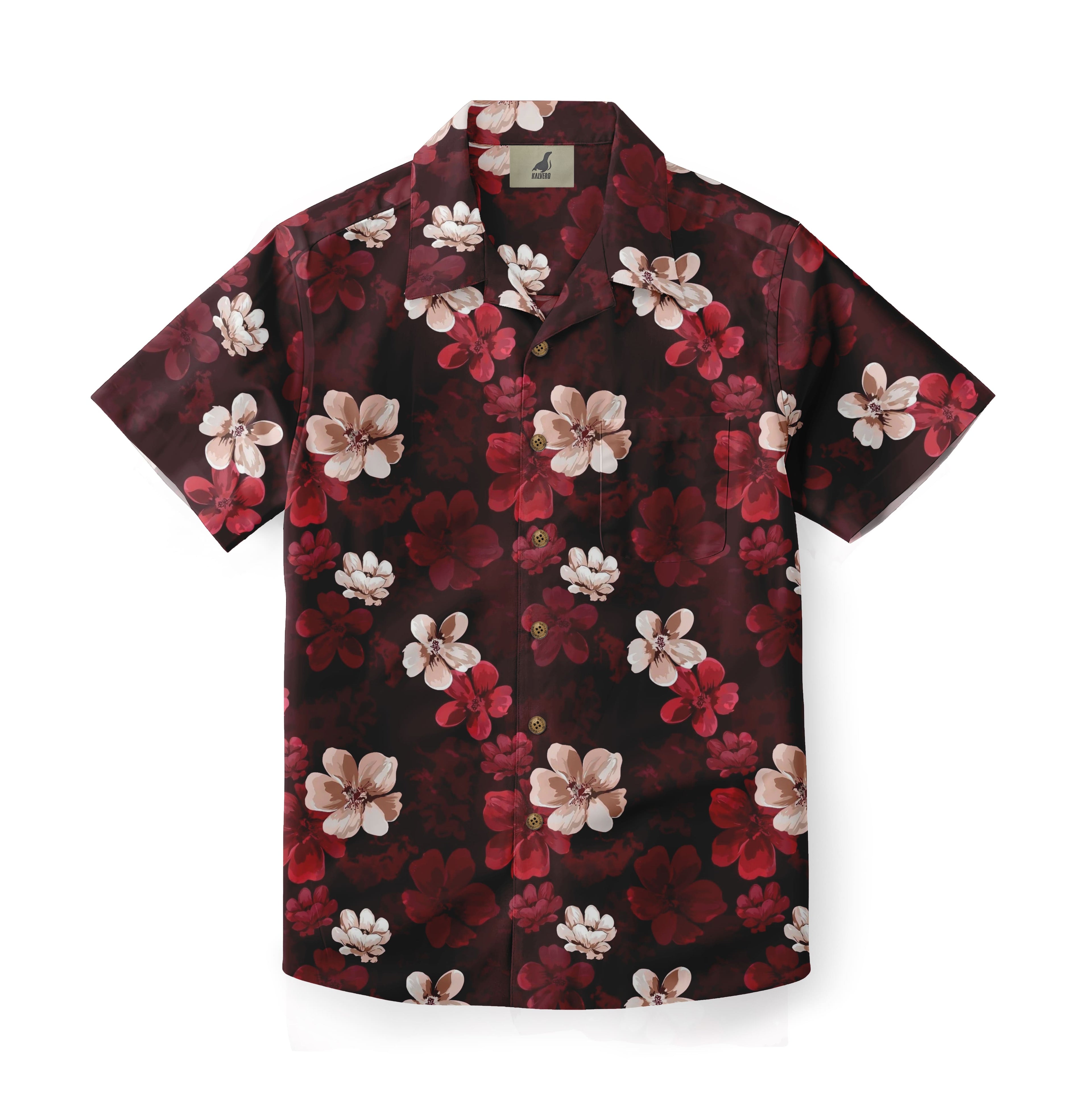 Crimson Blossom Night Camp Shirt