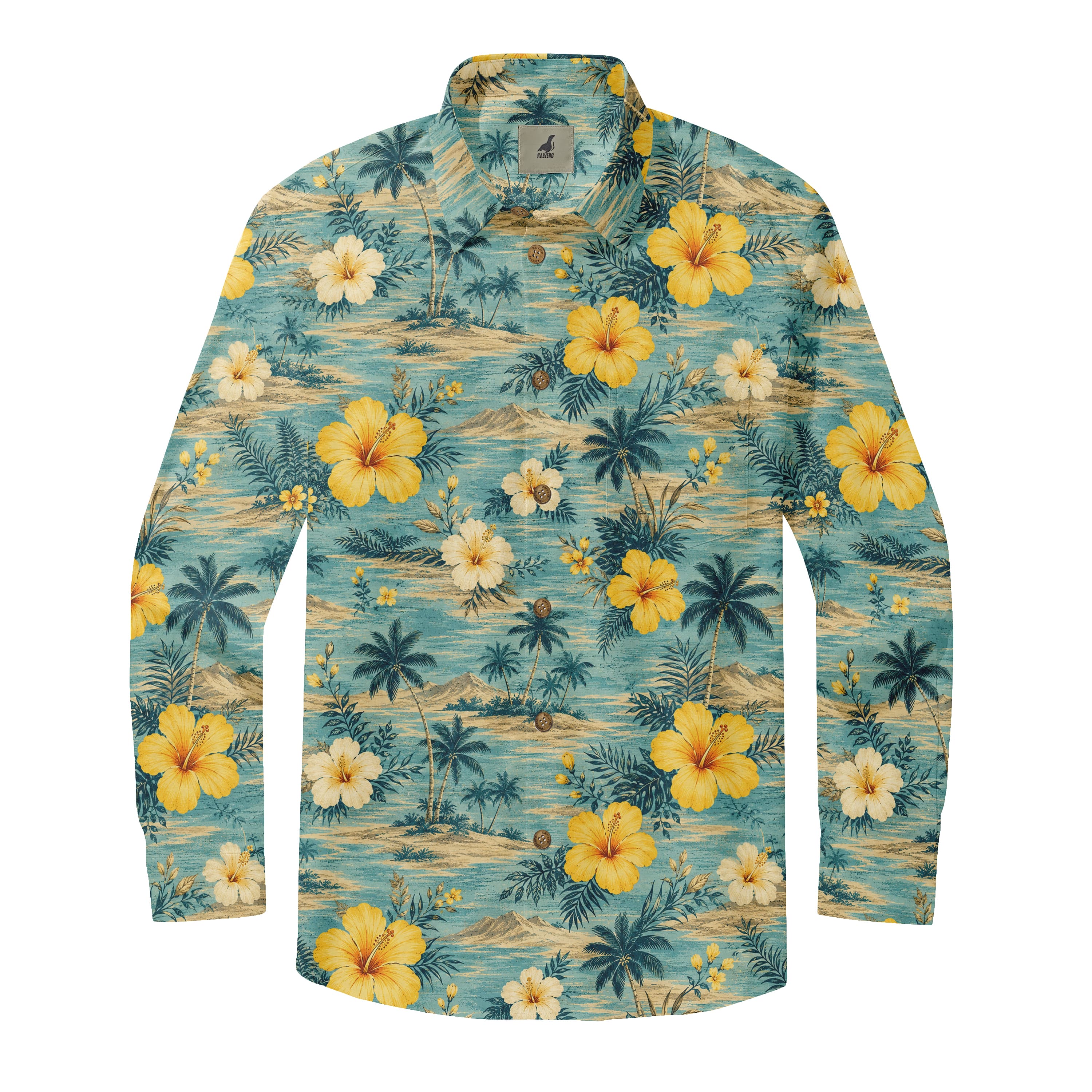 Golden Hibiscus Horizon Long Sleeve Shirts