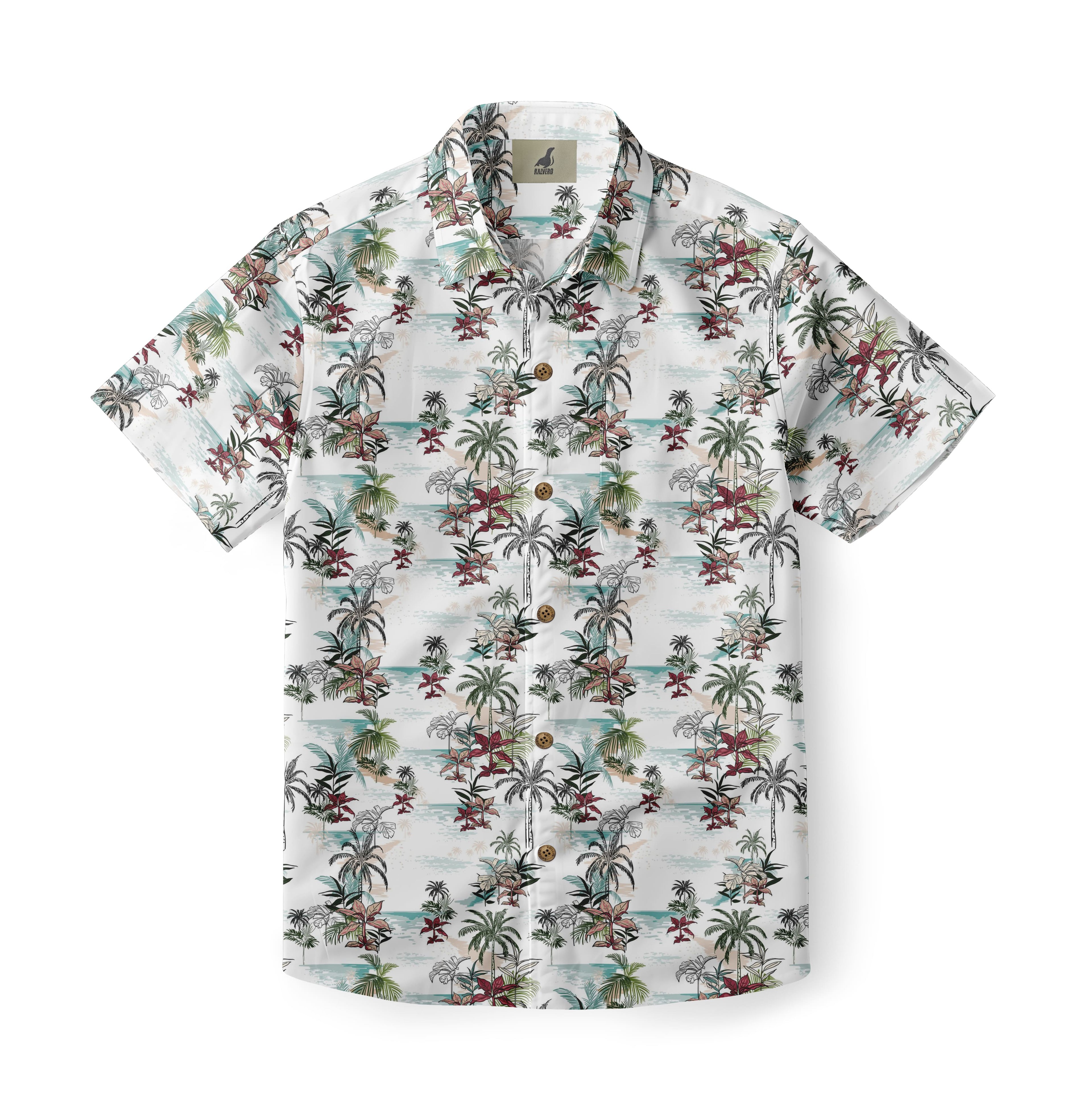 White Tropical Palm Hawaiian Shirt
