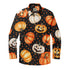 Black shirt with orange and white pumpkins, jack-o&