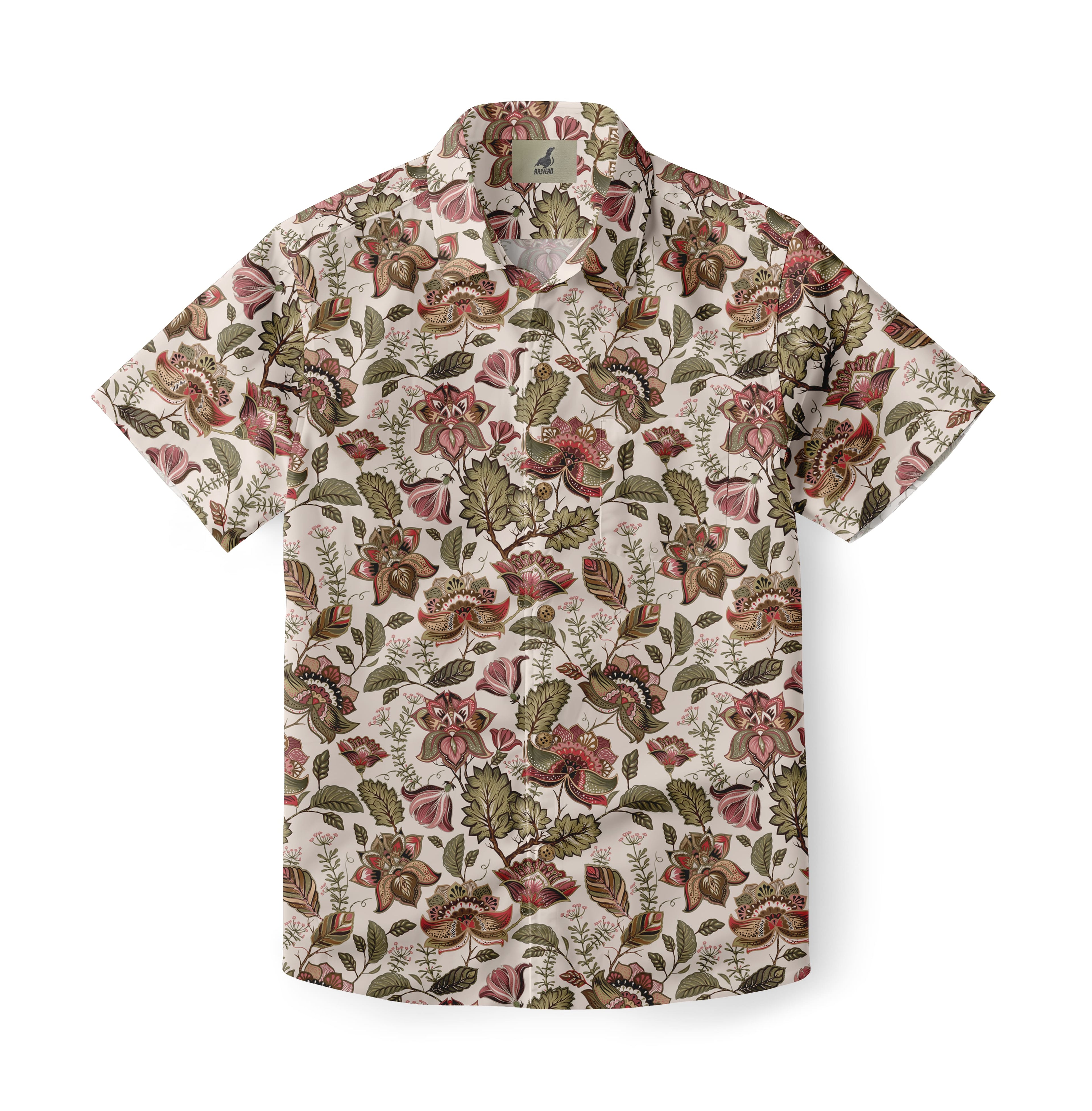 Winter Poinsettia Aloha Shirt