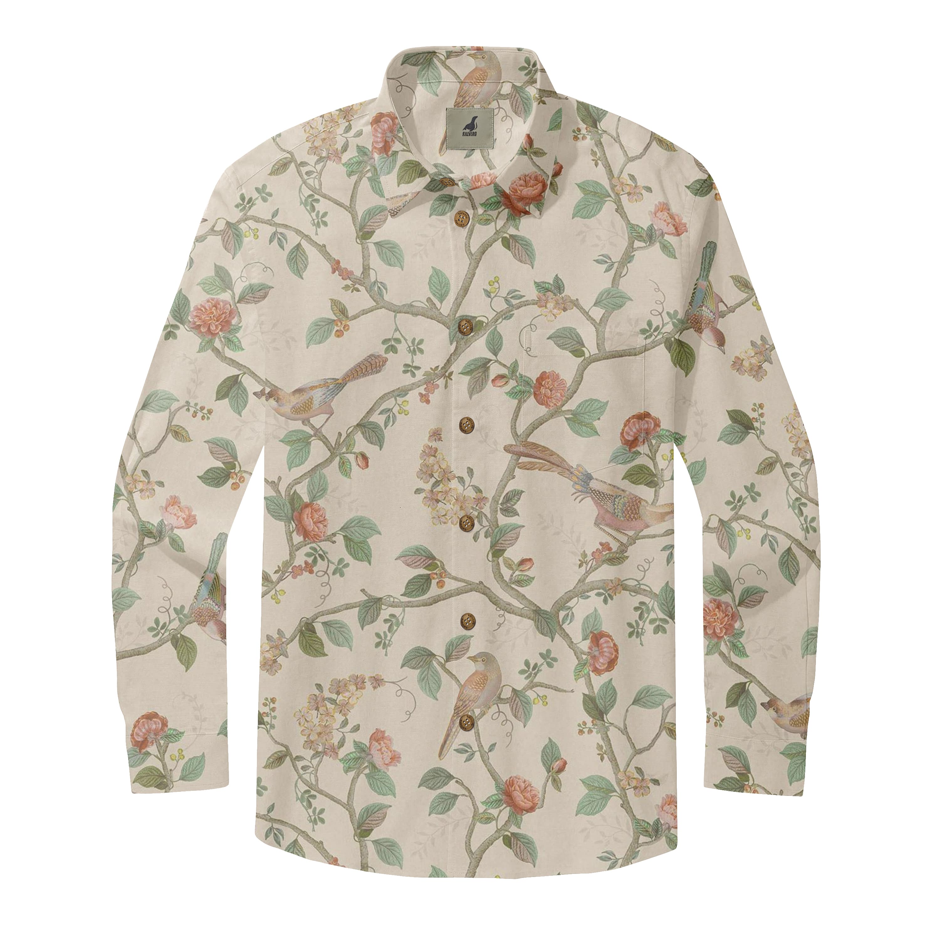 Bird Floral Long Sleeve Shirt