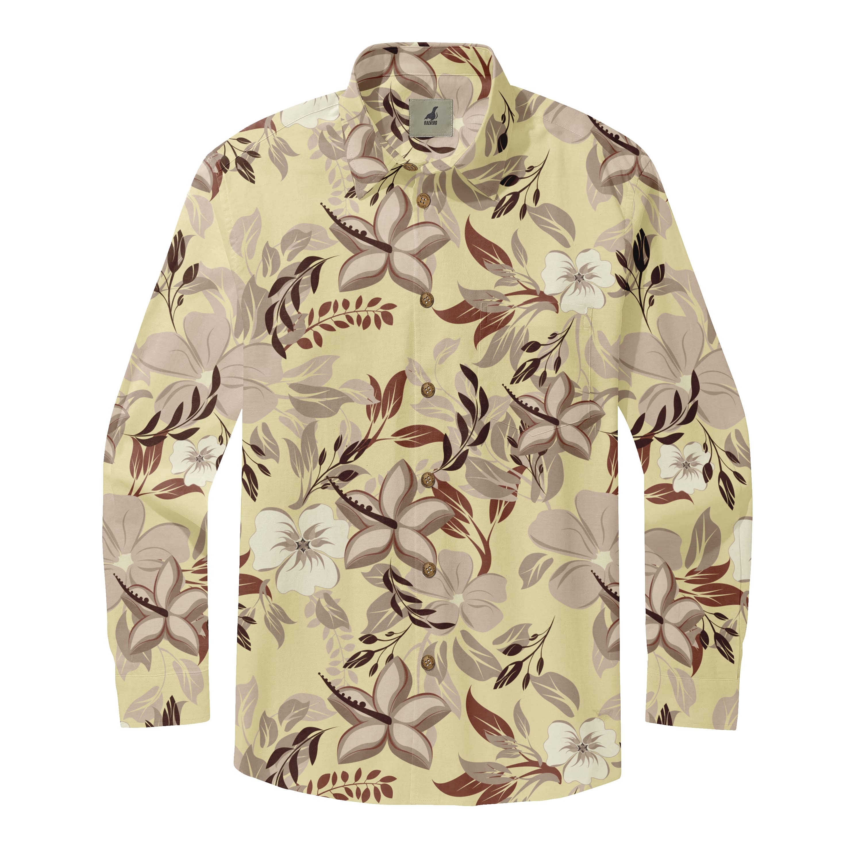 Earth-Tone Floral Long Sleeve Shirts