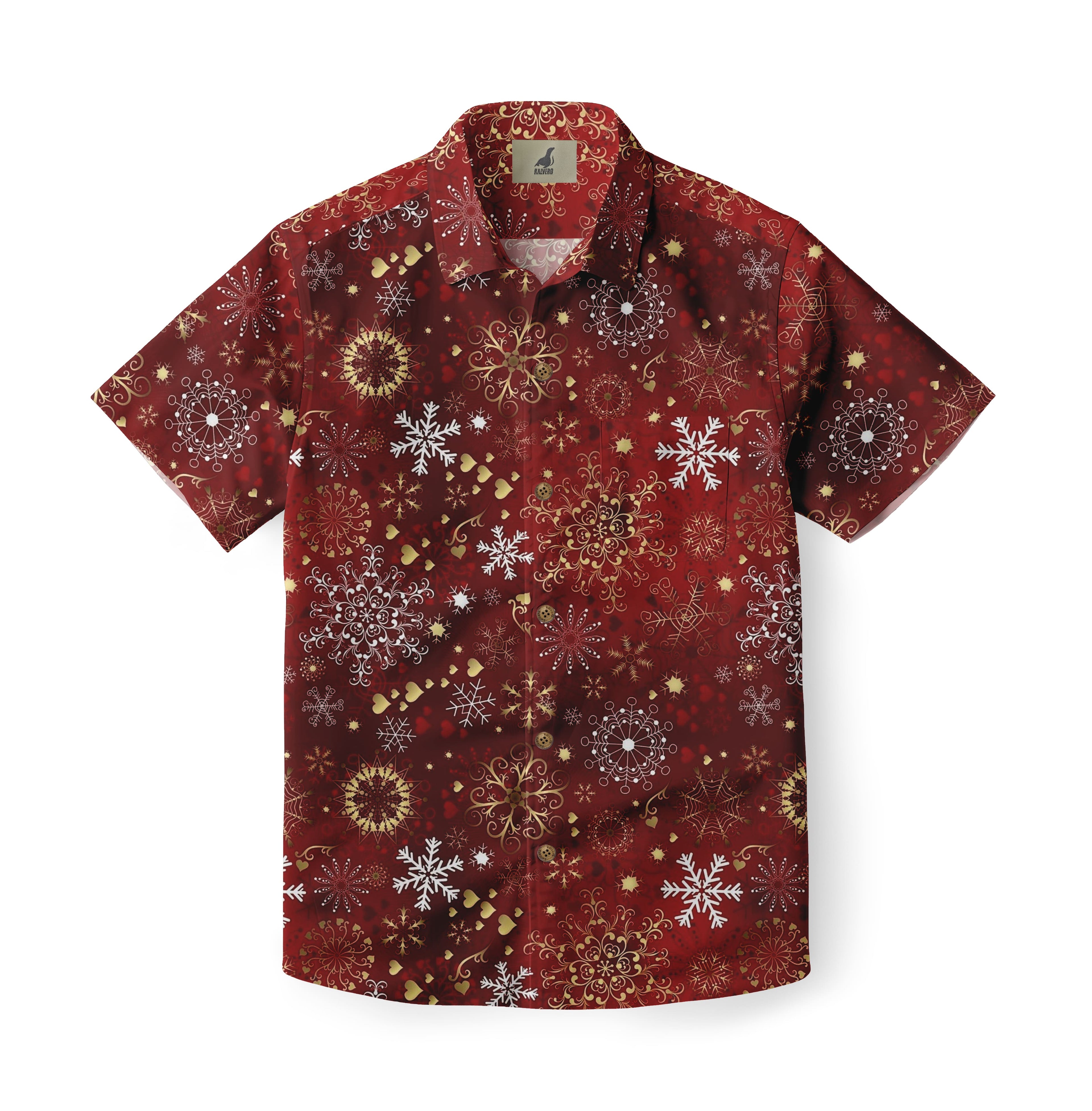Golden Snowflake Aloha Shirt