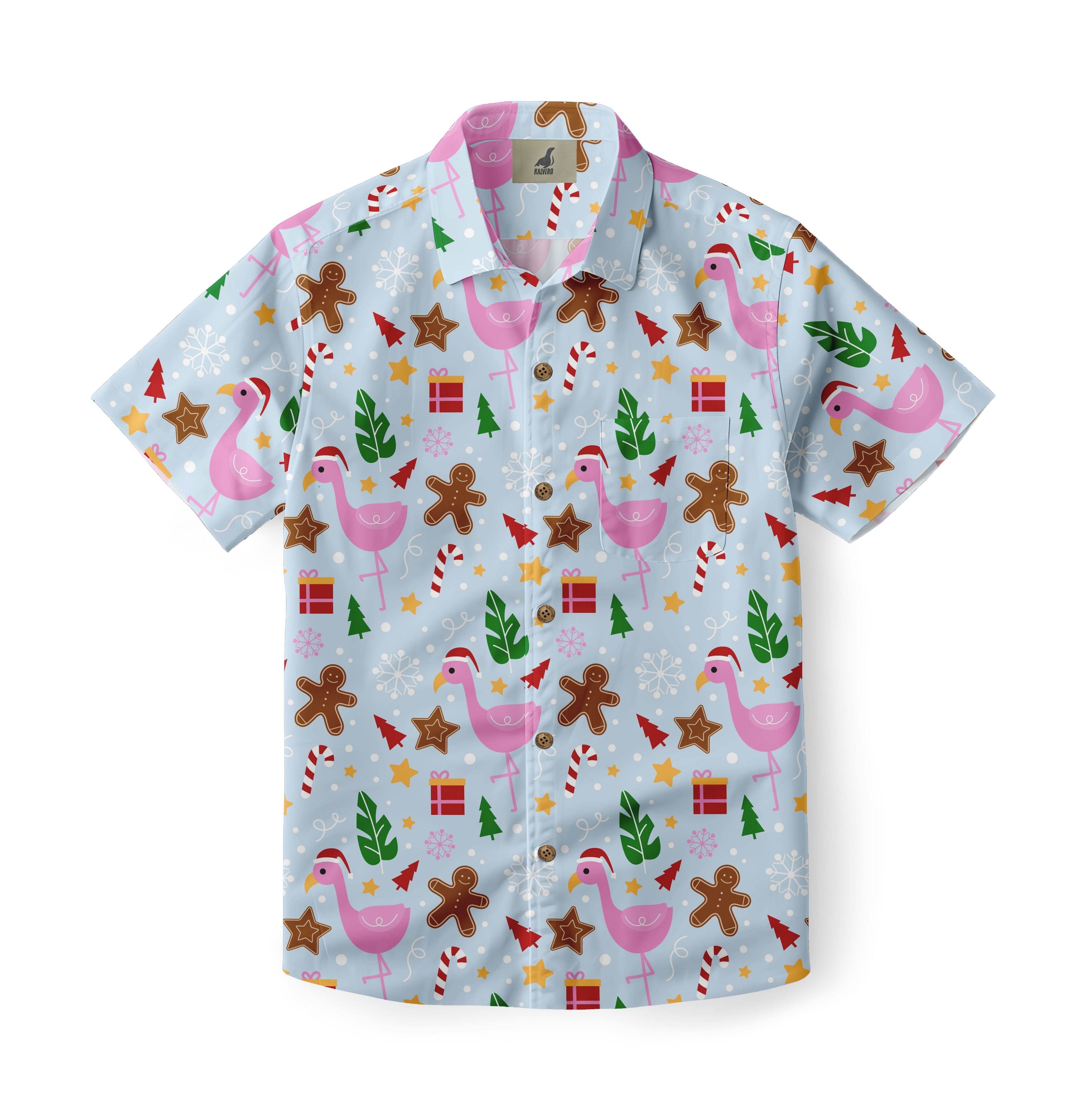 Christmas Flamingo Aloha Shirt