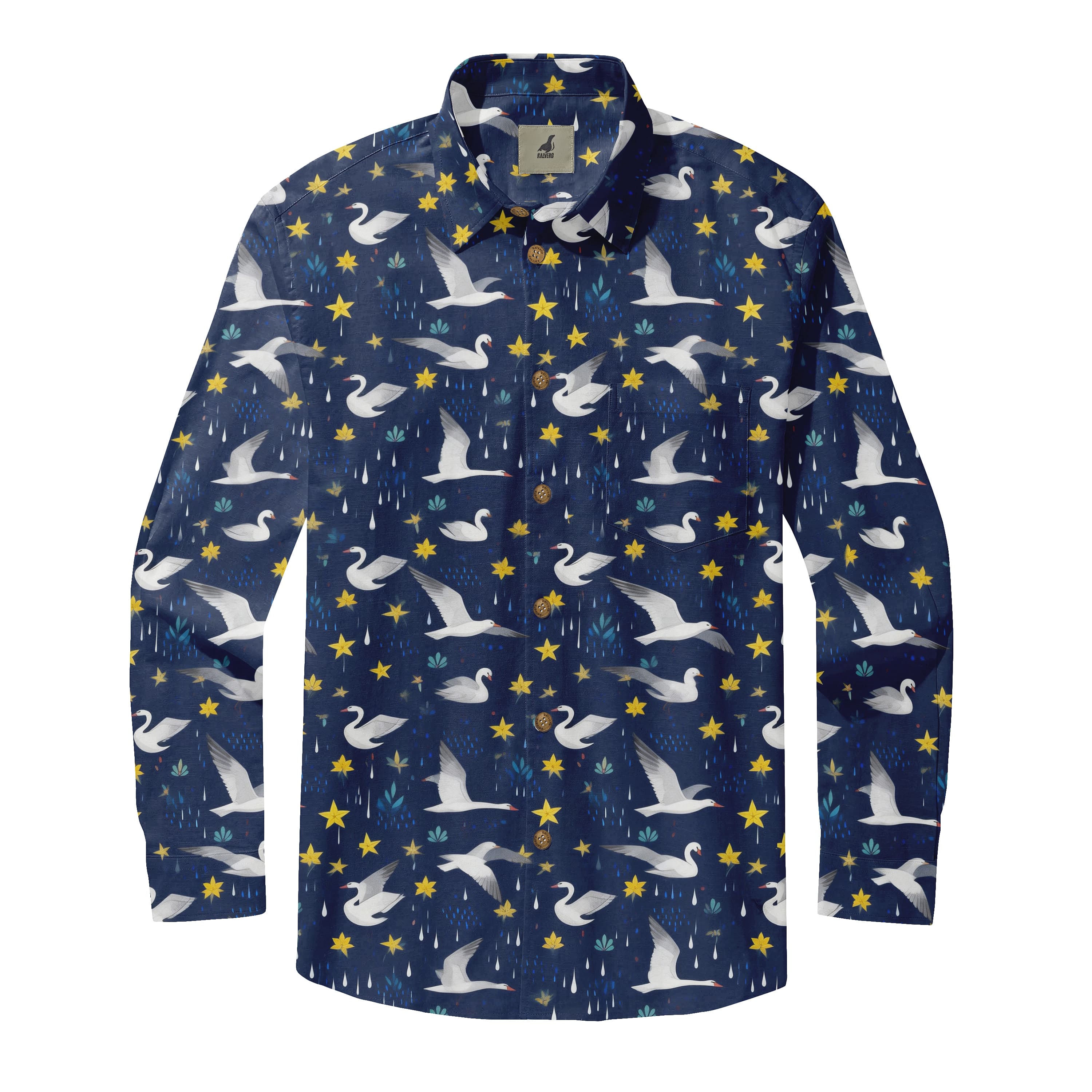 Night Swans Long Sleeve Shirts