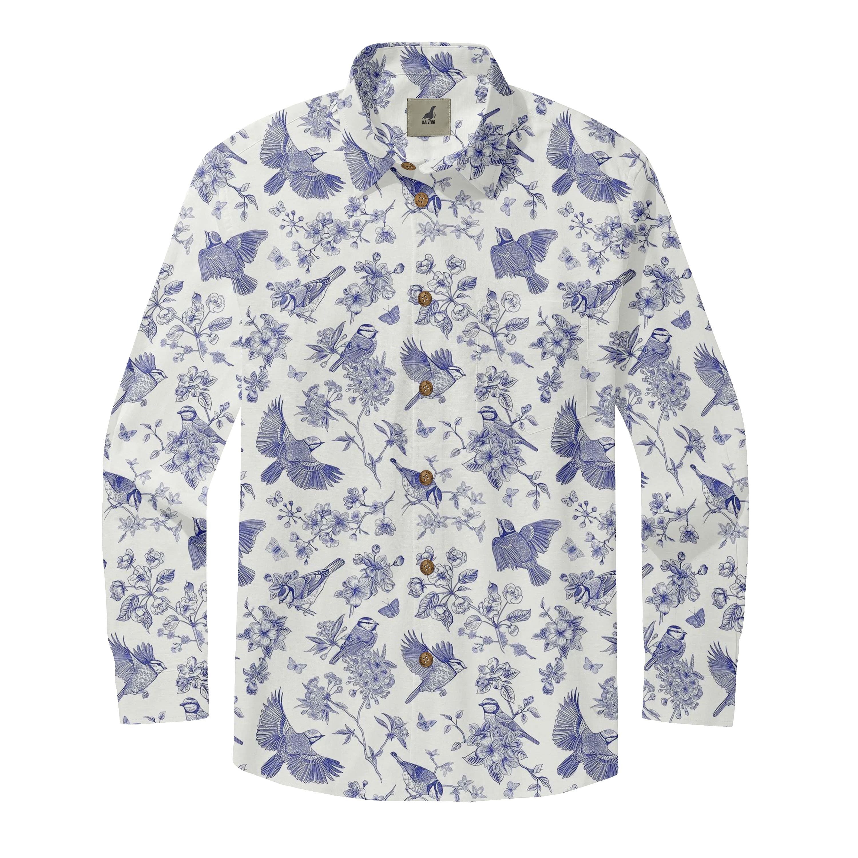 Blue Songbird Long Sleeve Shirts