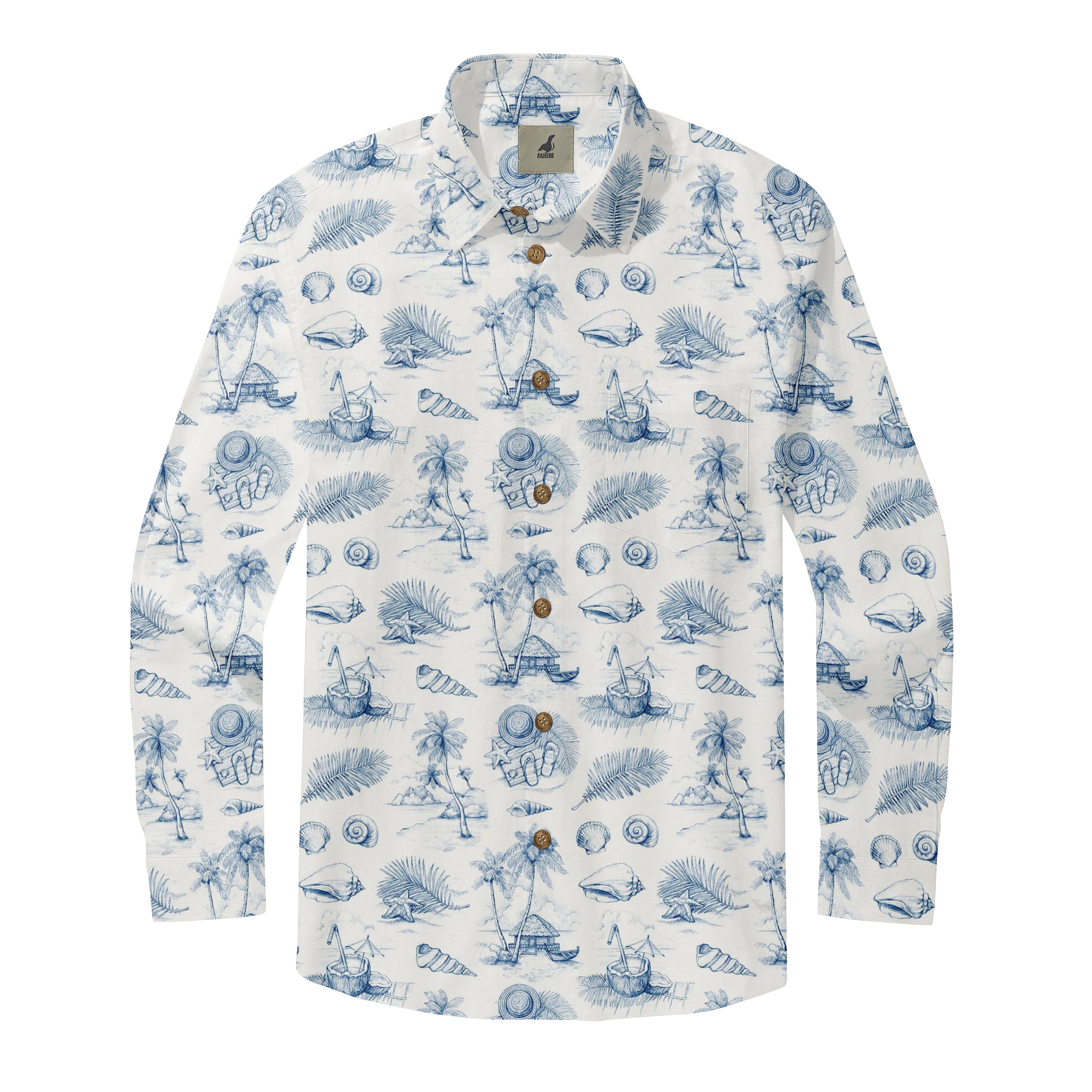 Blue Coastal Long Sleeve Shirts