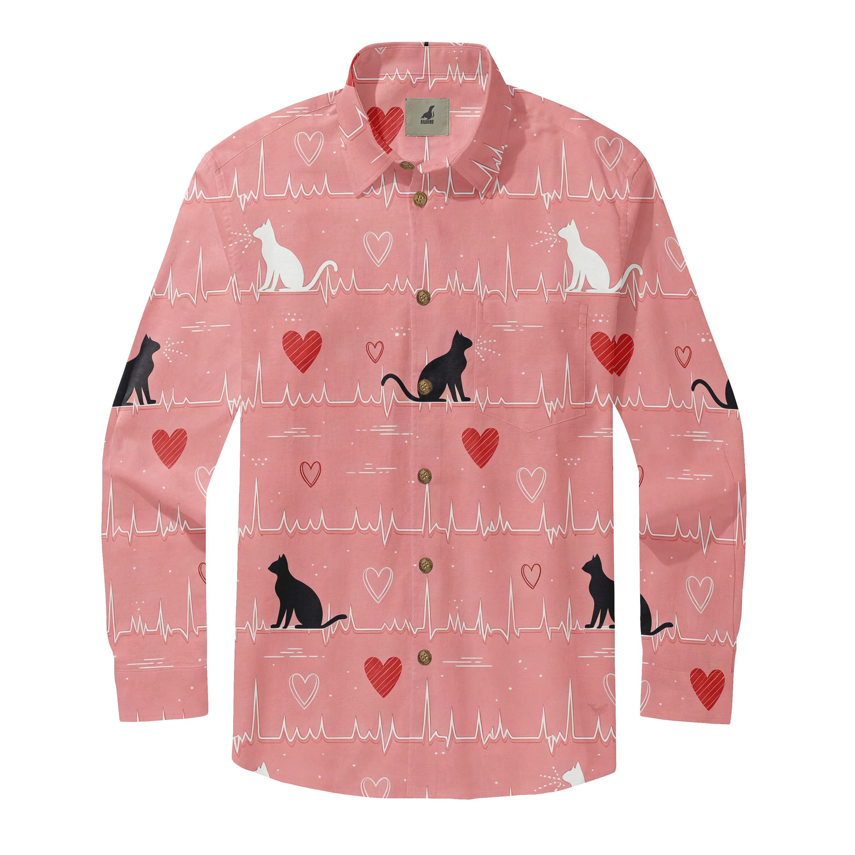 Cat Heartbeat Long Sleeve Shirts