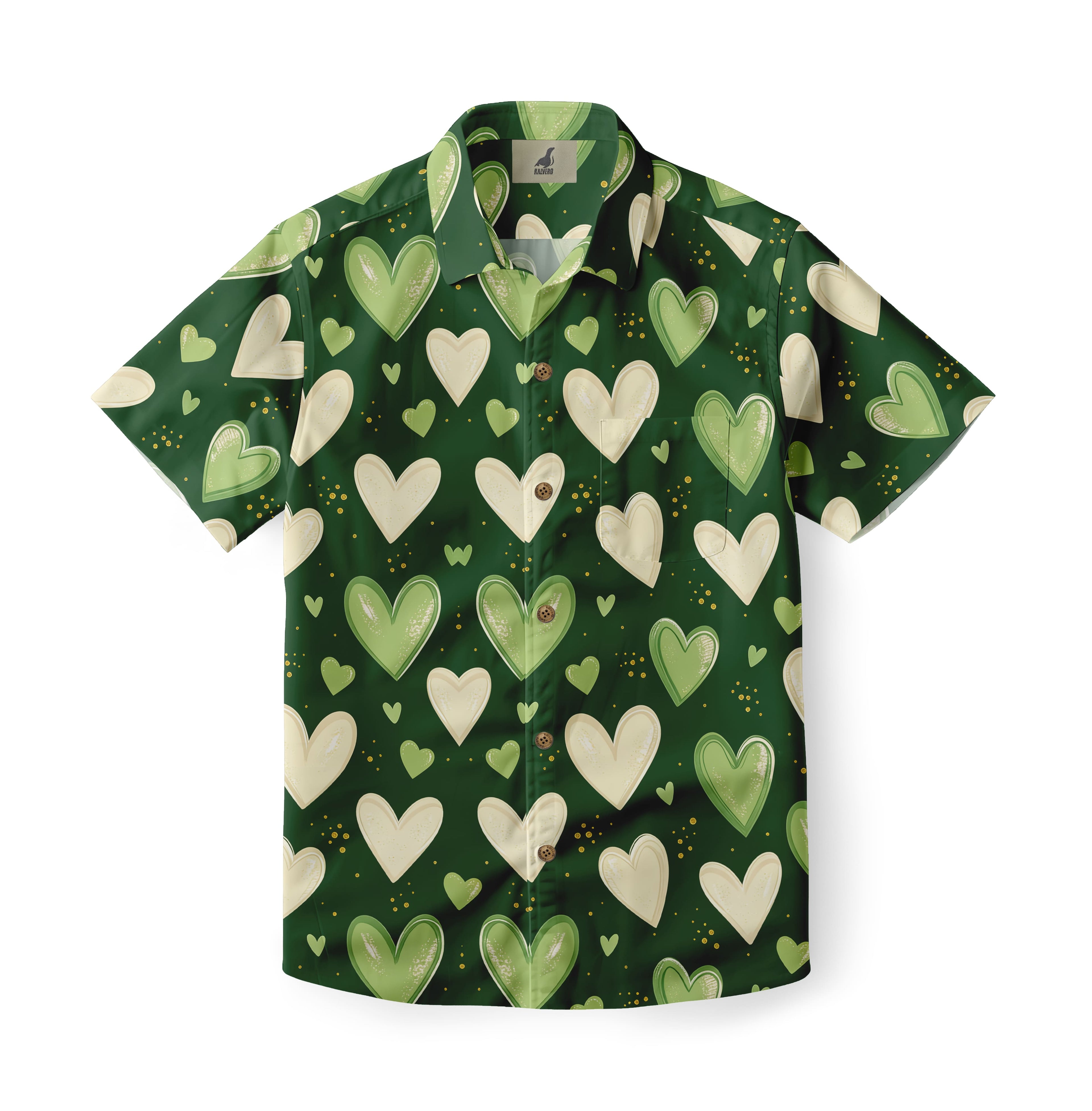 Cream Hearts Aloha Shirt