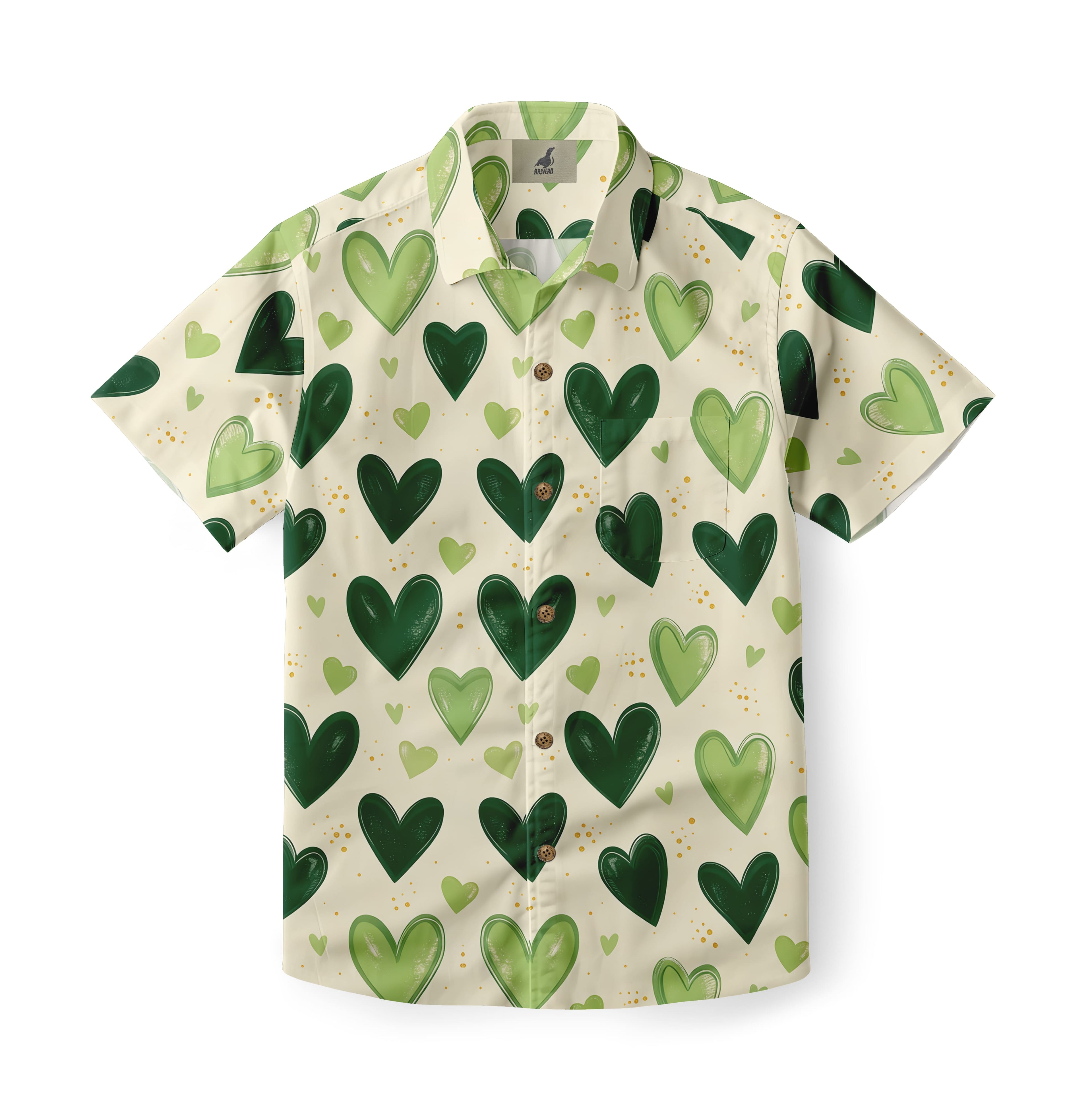 Green Hearts Aloha Shirt