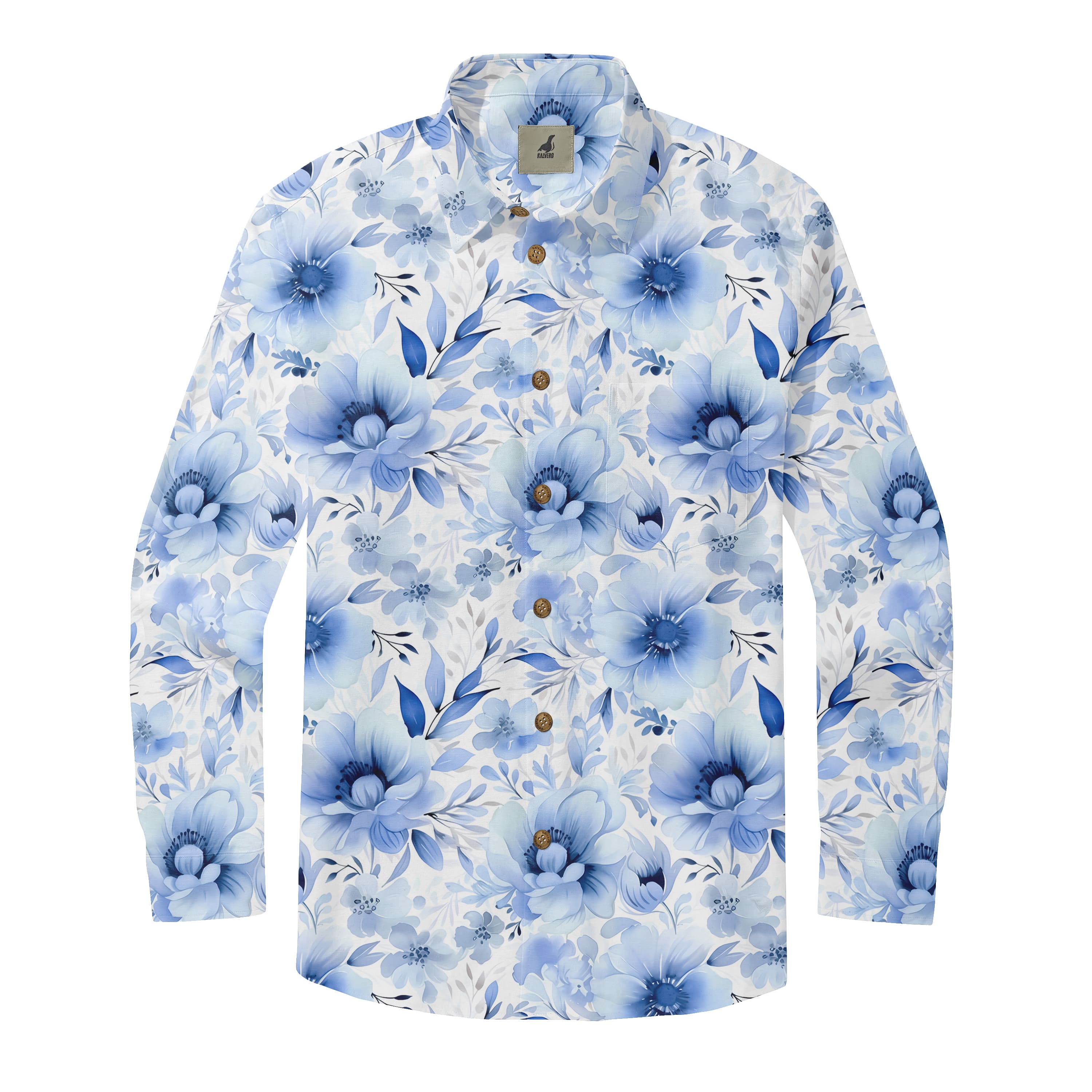 Blue Watercolor Long Sleeve Shirt