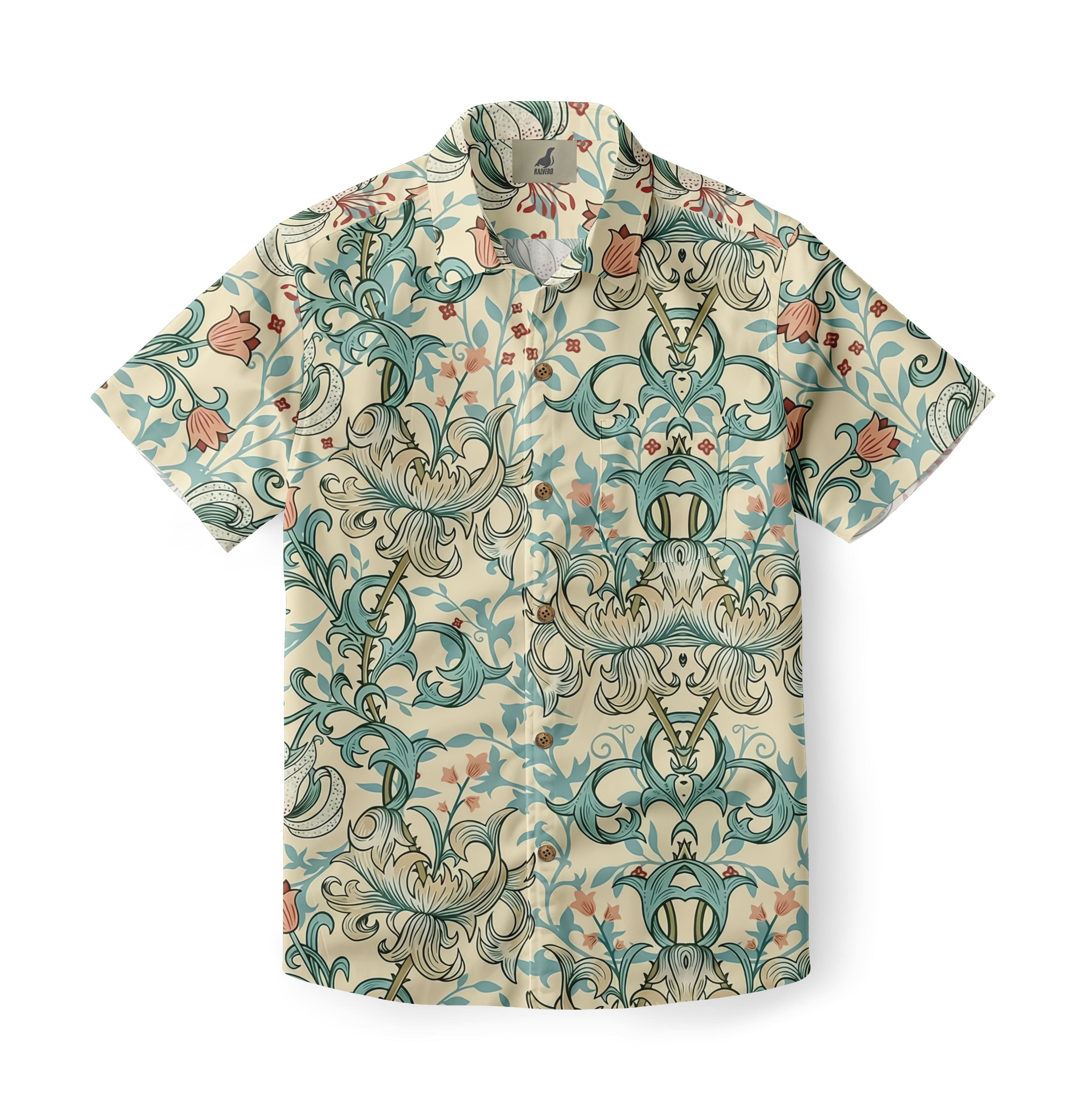 Teal Lily Hawaiian Shirt