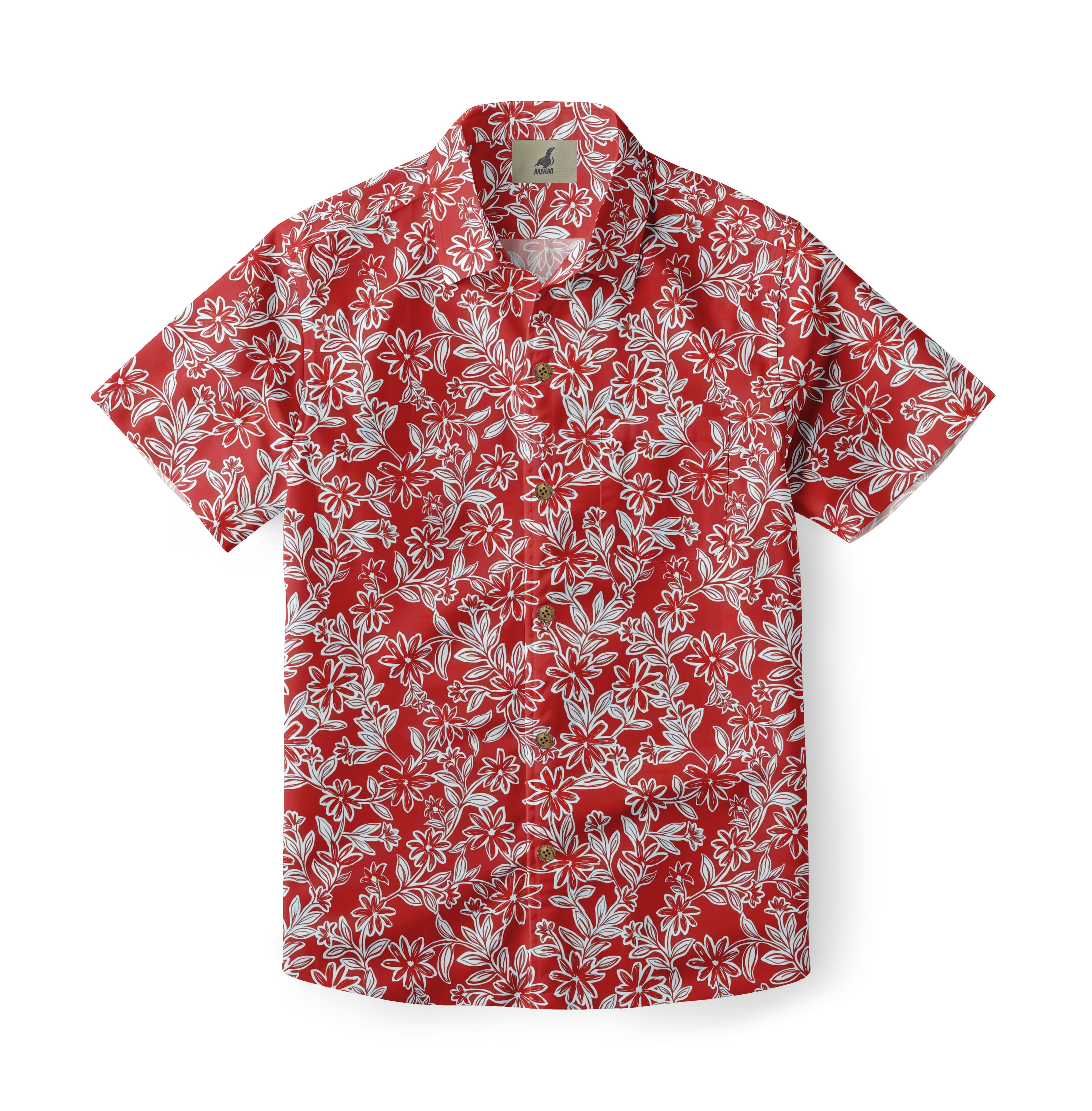 Crimson Wildflower Hawaiian Shirt