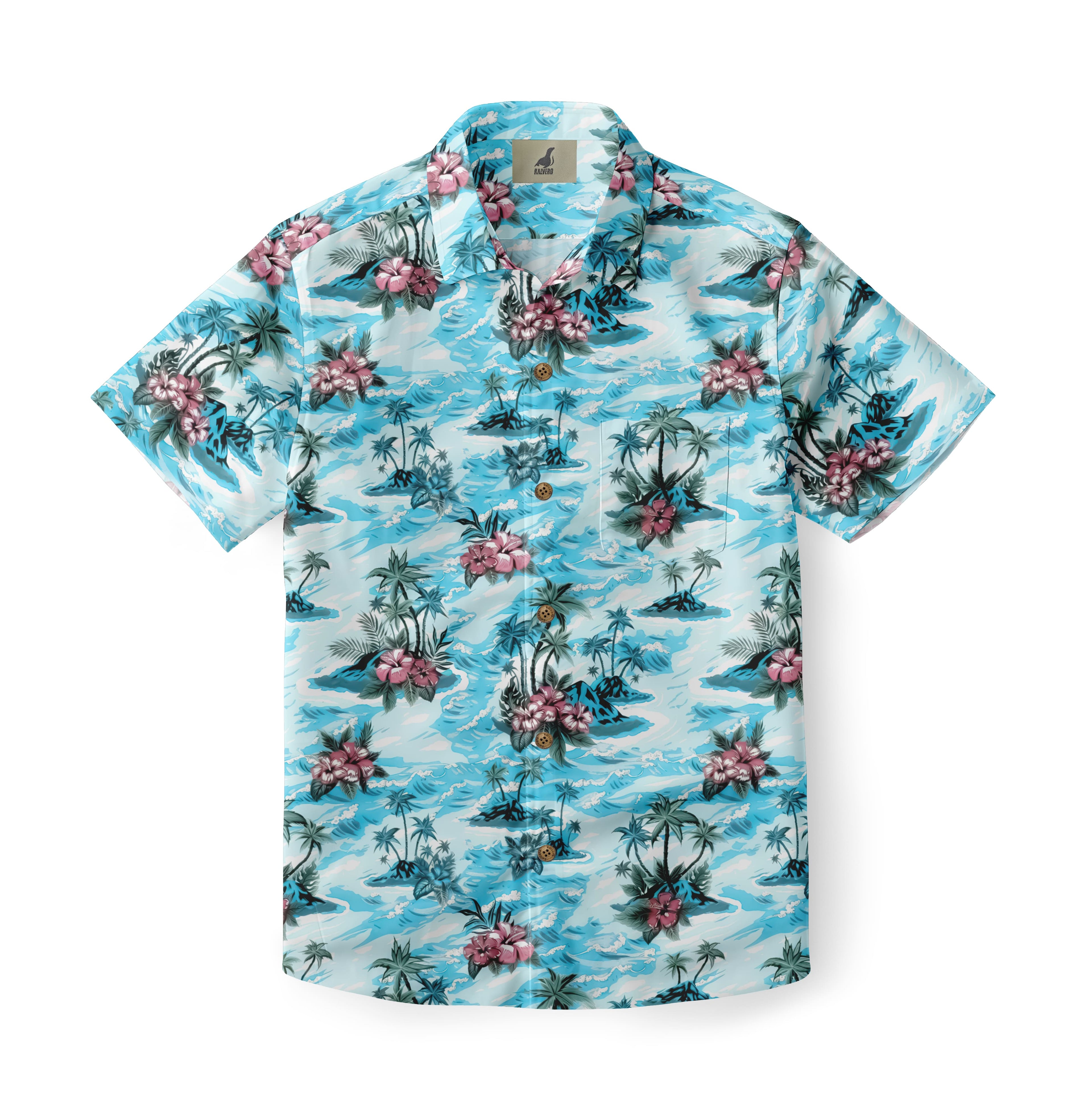 Azure Hibiscus Aloha Shirt
