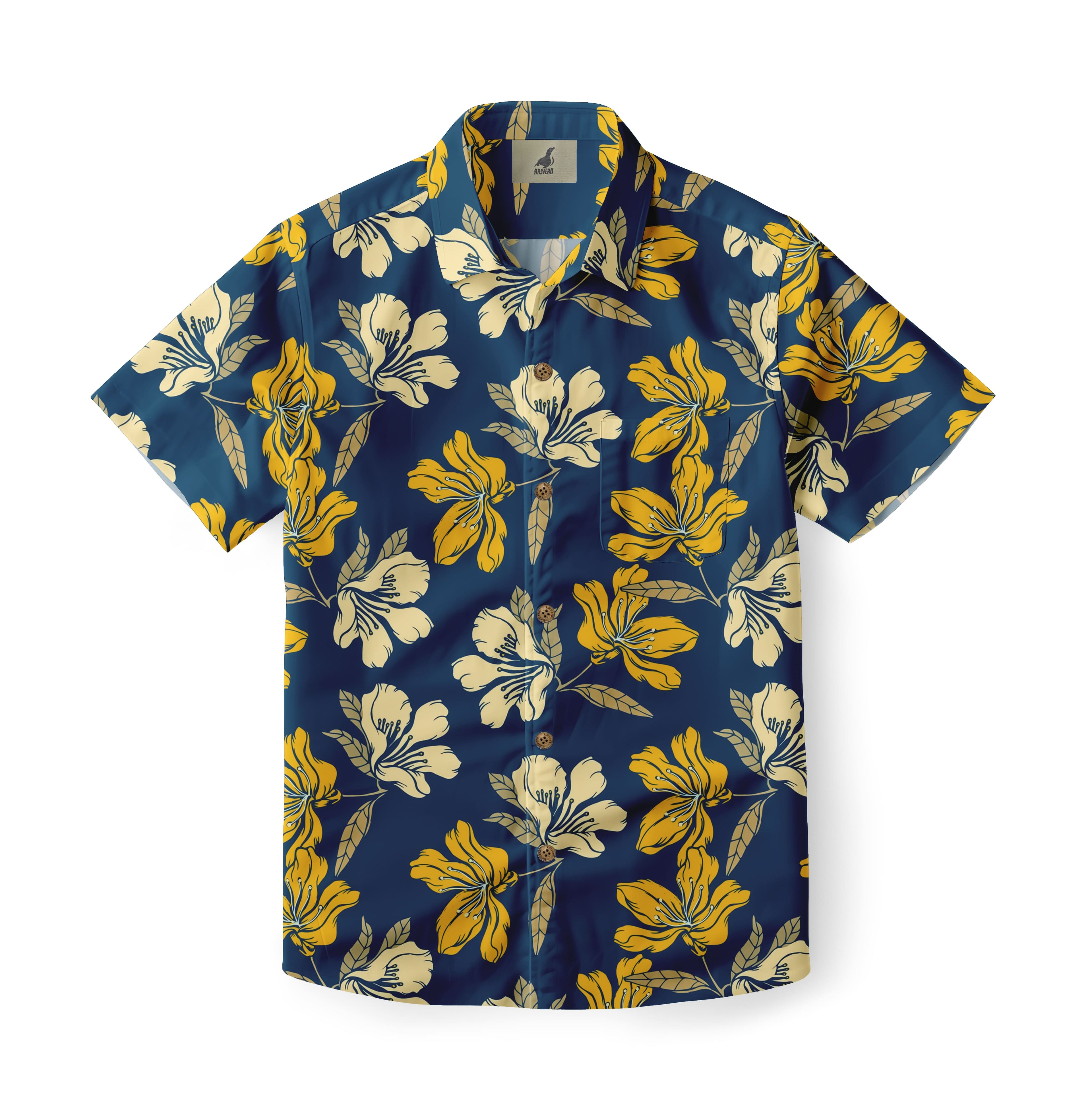 Navy Tropical Floral Hawaiian Shirt