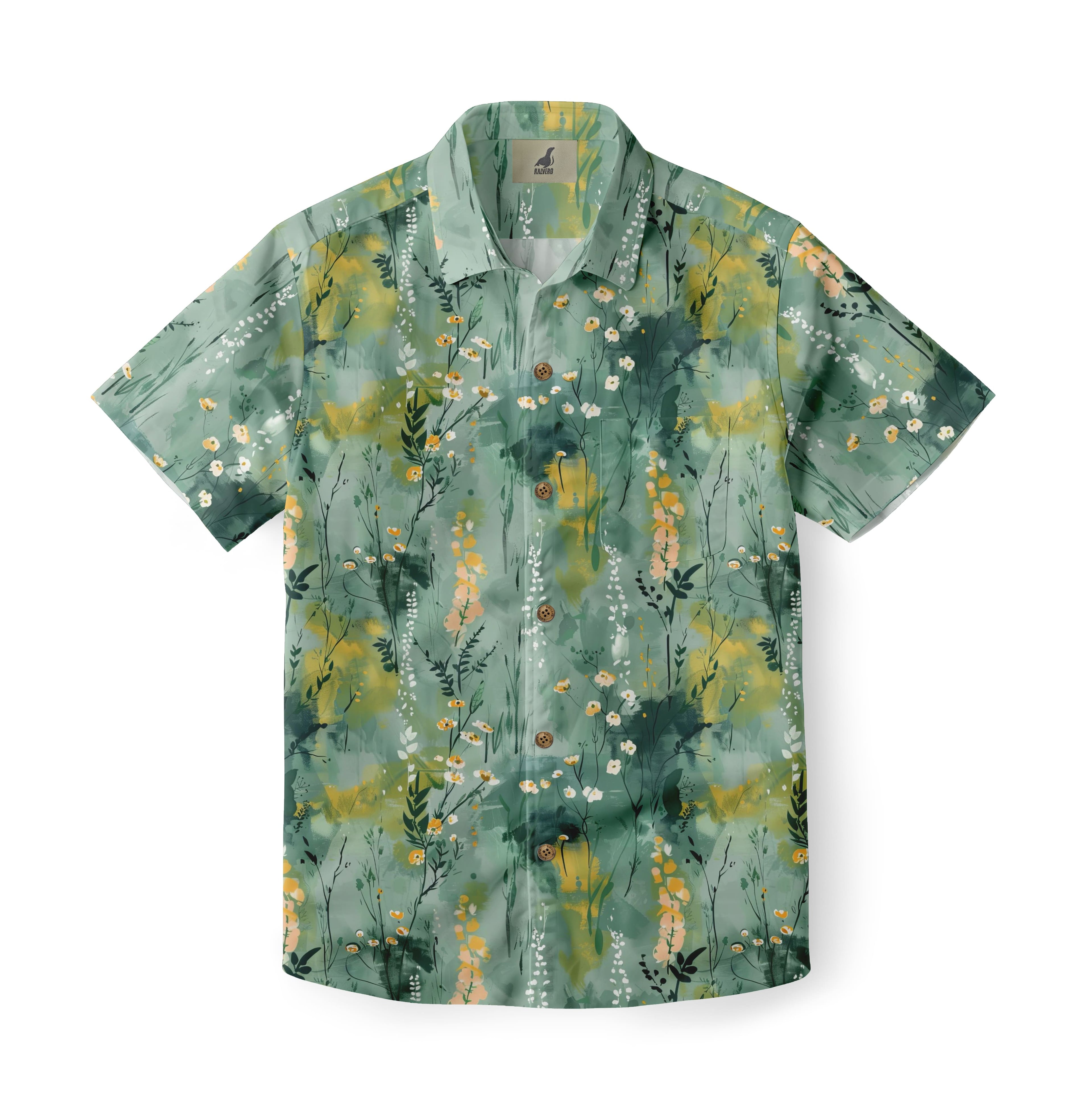 Green Tropical Floral Hawaiian Shirt