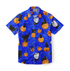 Blue Hawaiian shirt with Halloween theme: black cats.