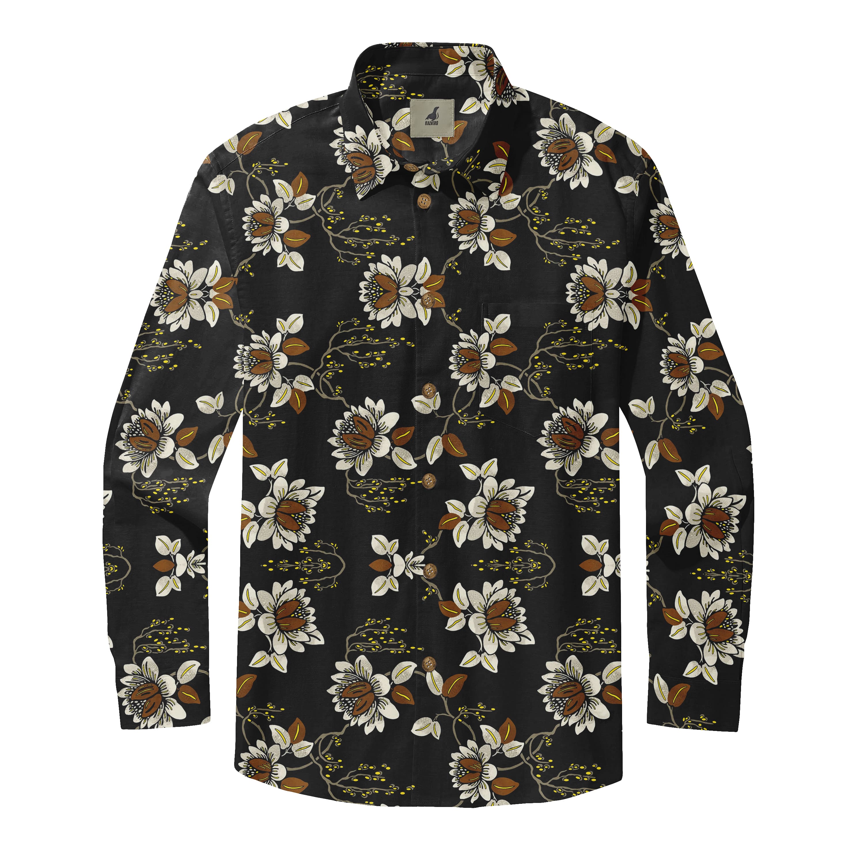 Midnight Petal Drift Long Sleeve Shirts