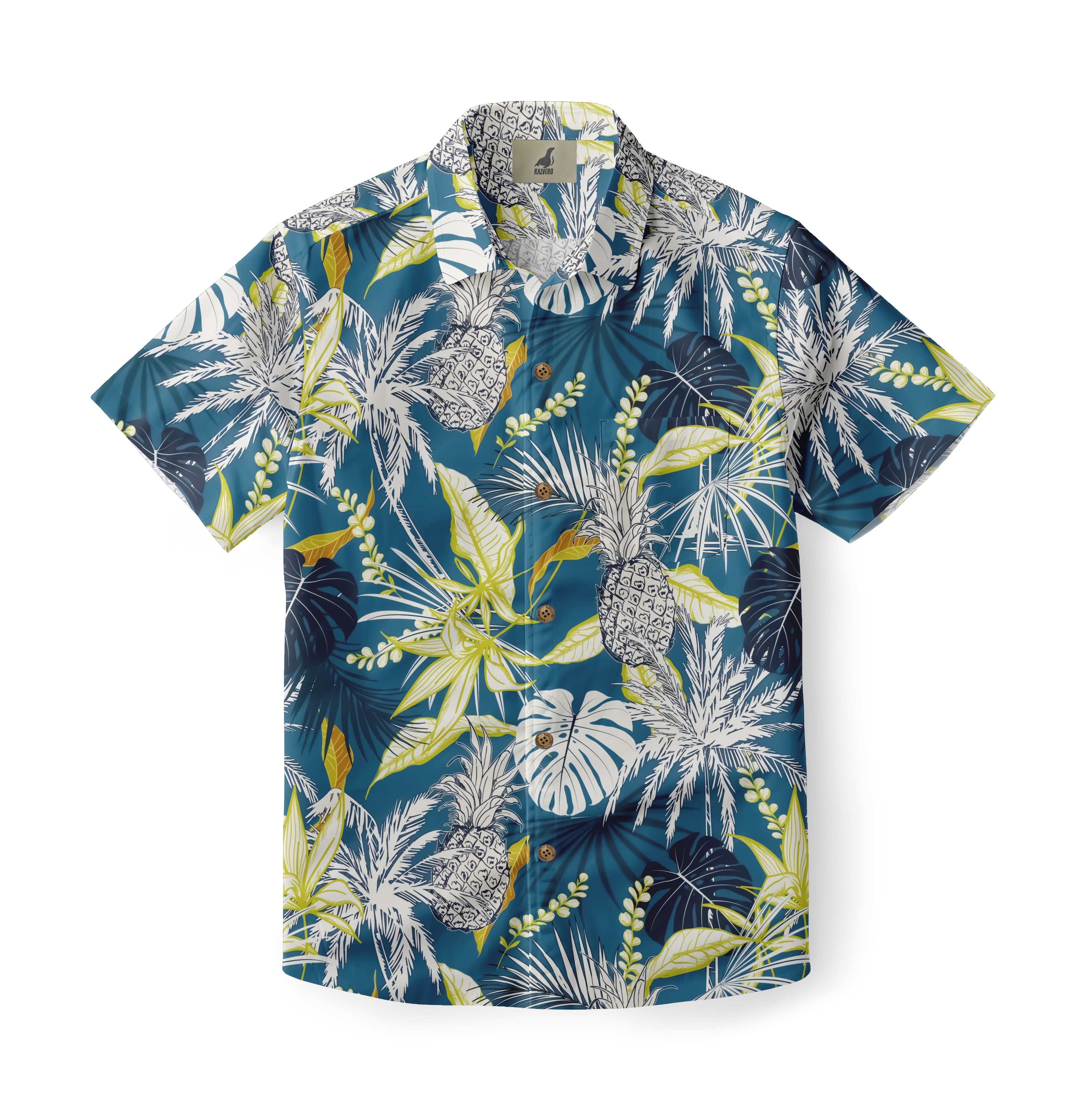 Blue Tropical Pineapple Hawaiian Shirt
