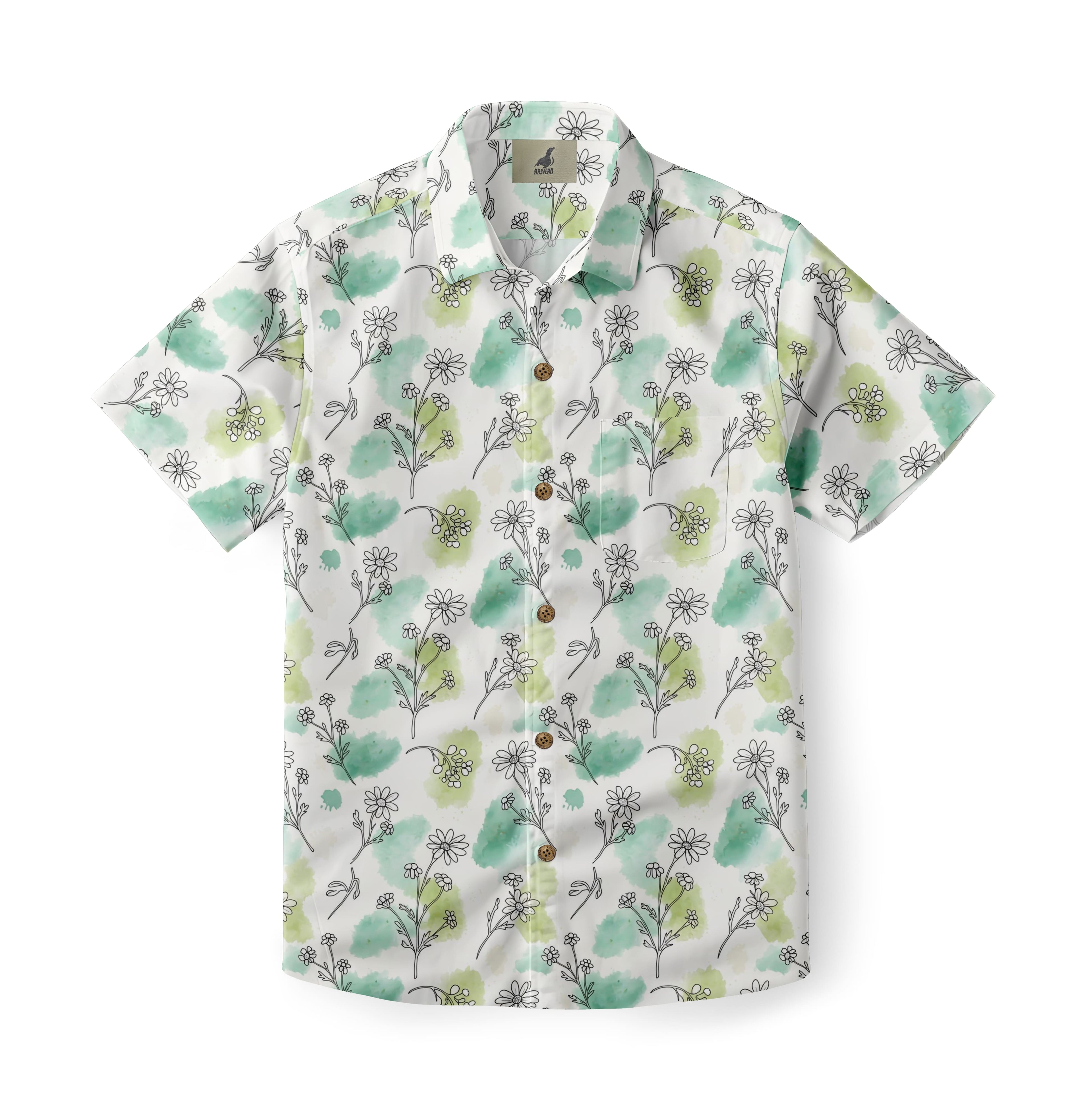 White Tropical Floral Hawaiian Shirt