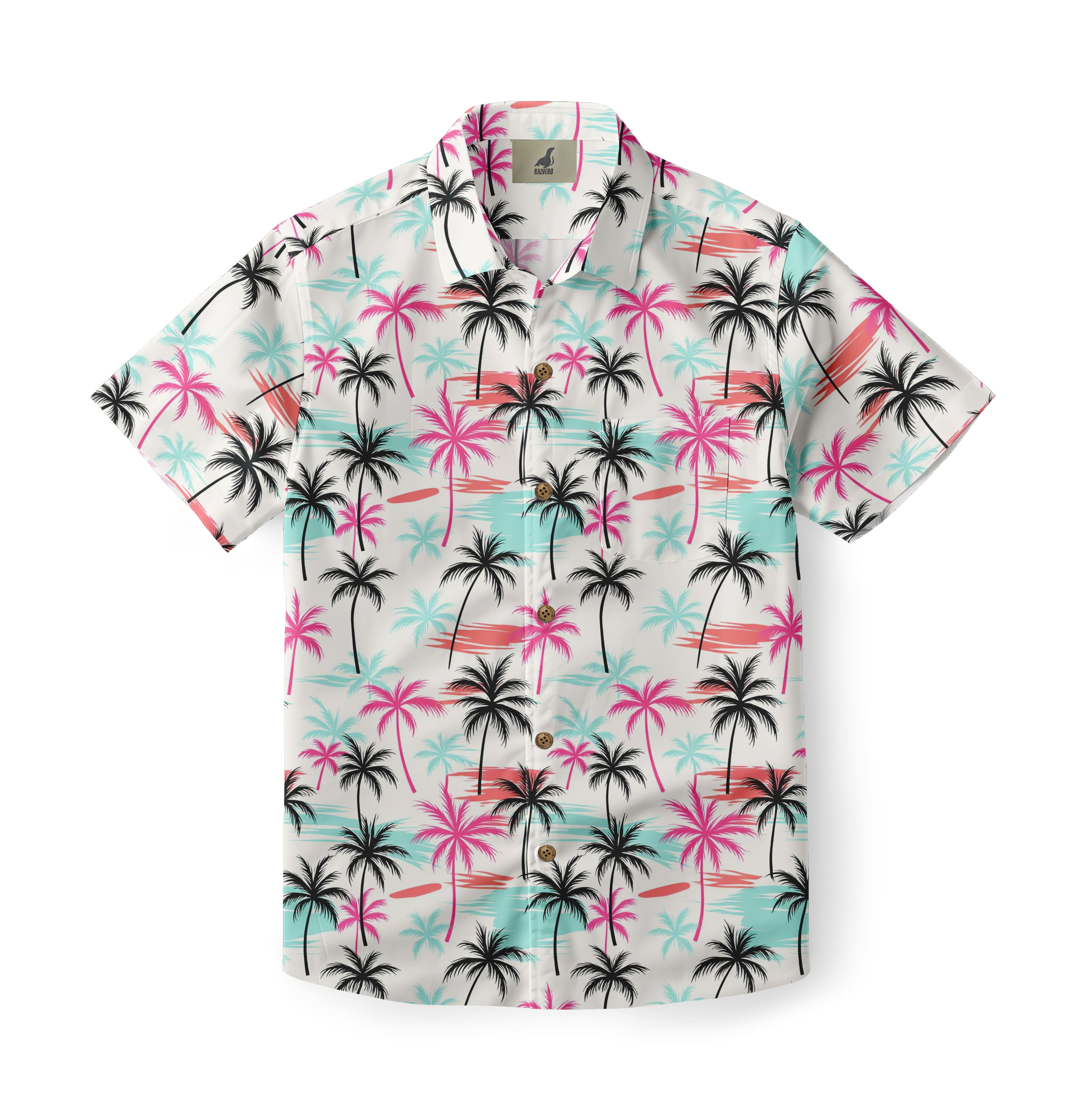 Cream Tropical Palm Trees Hawaiian Shirt