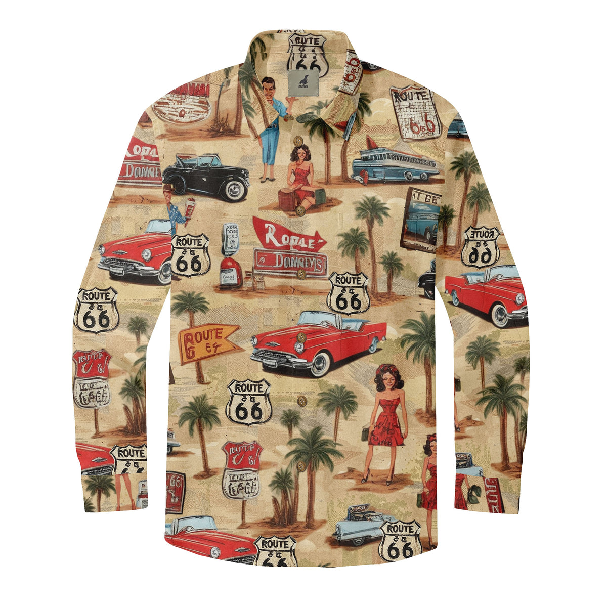 Route 66 Illustrated Americana Long Sleeve Shirt