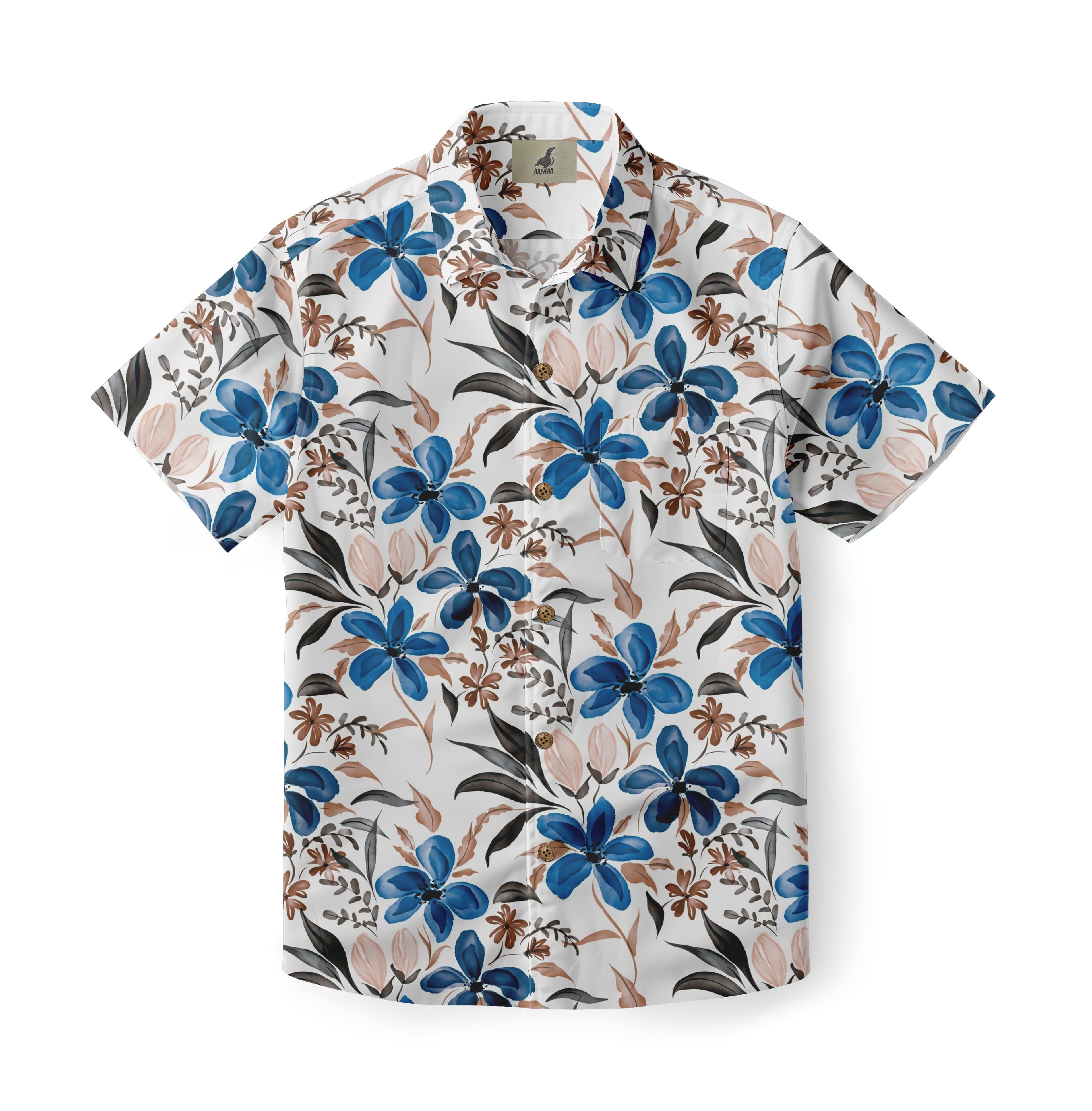 White Tropical Floral Hawaiian Shirt