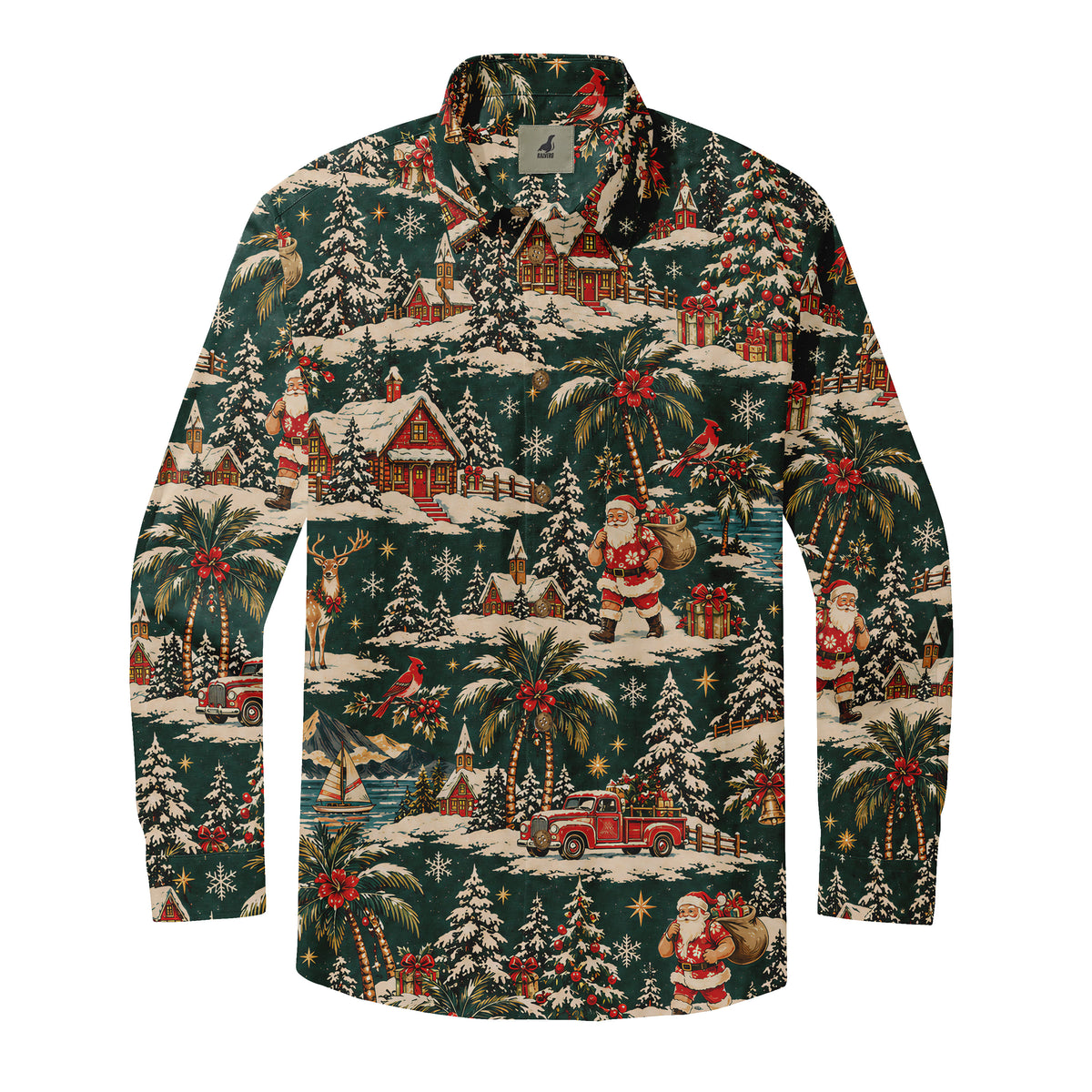 Snowy Palm Christmas Village Long Sleeve Shirt