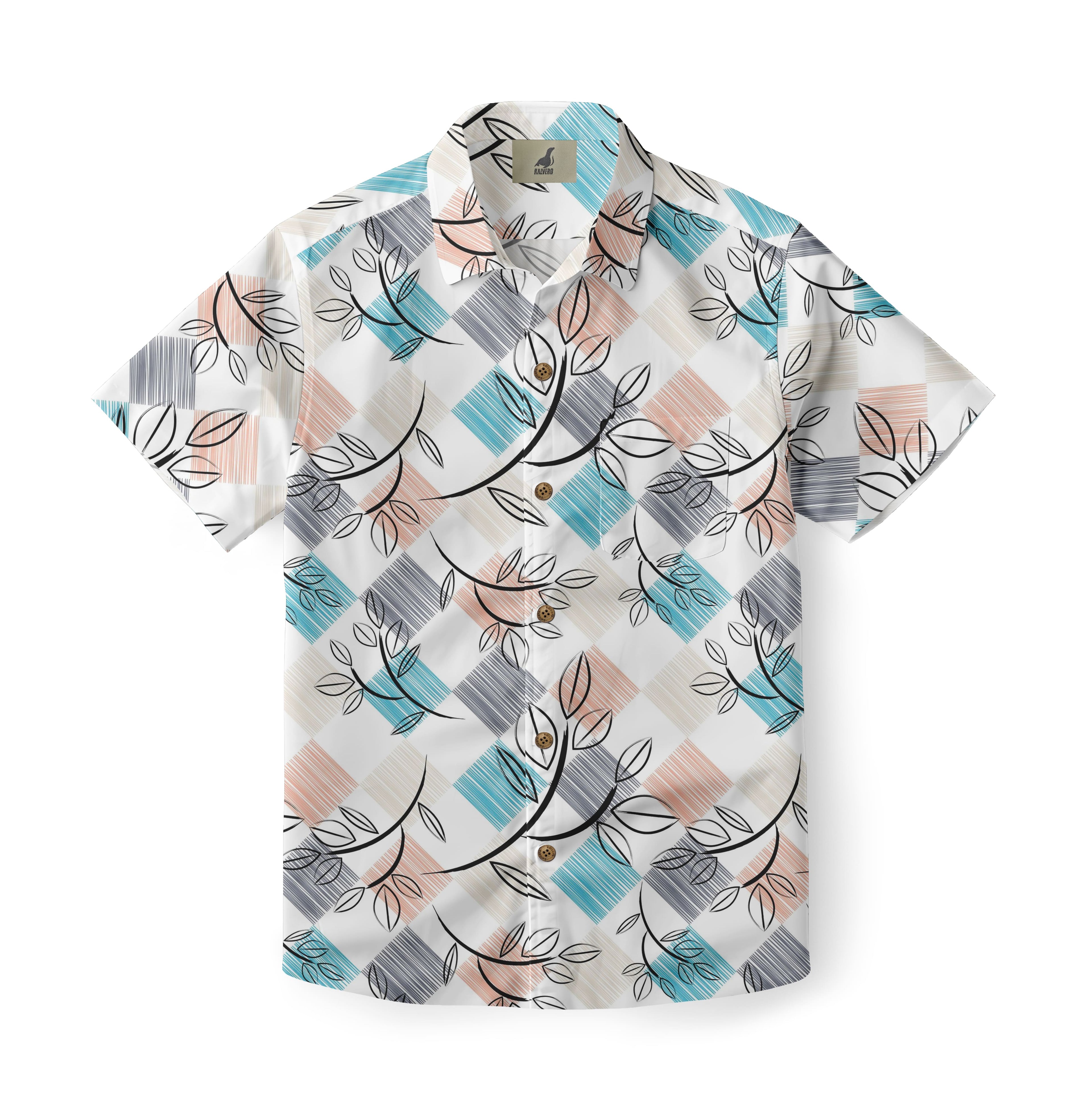 Soft Hues Foliage Block Hawaiian Shirt