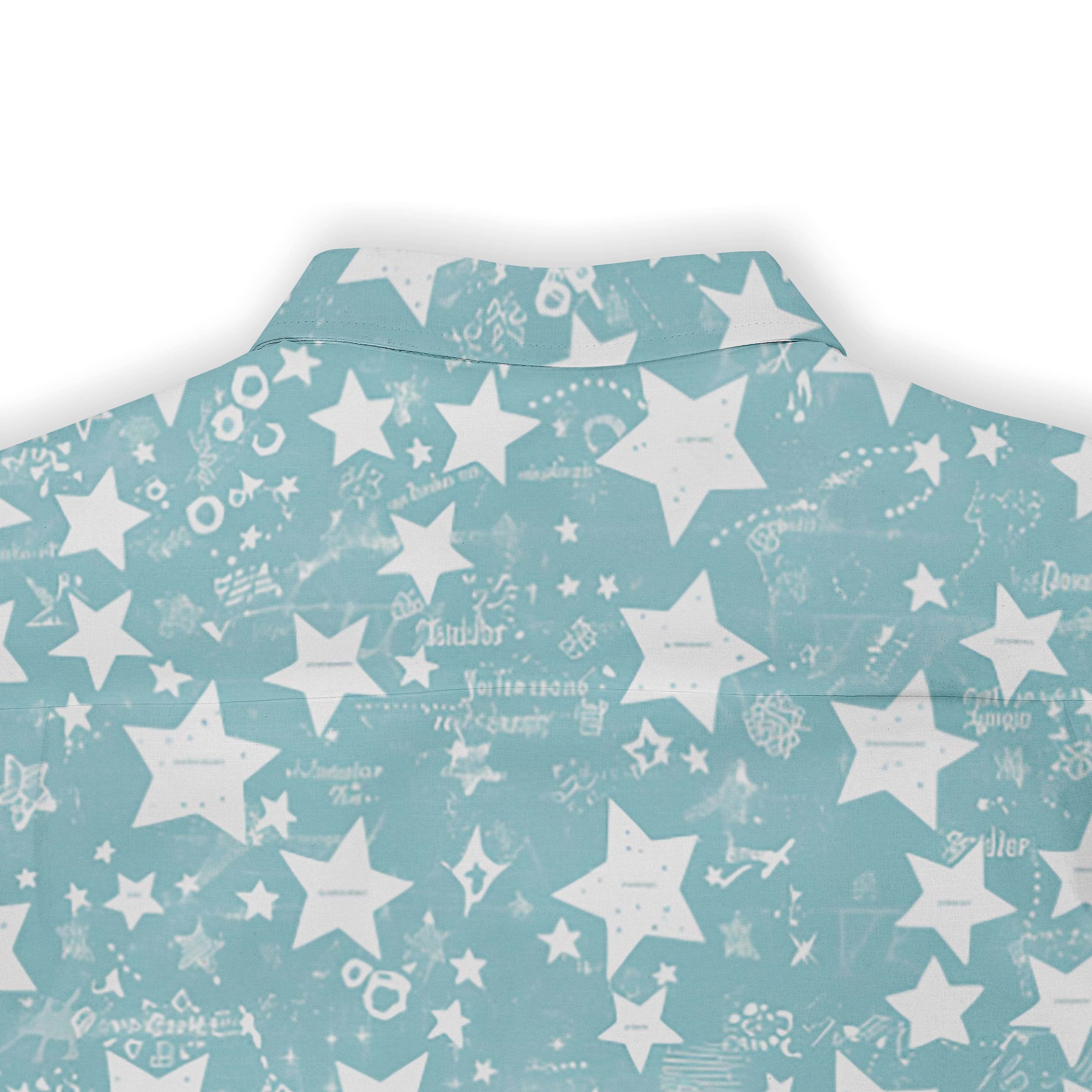 Starry Dream" shirt with a light blue base and white stars, symbolizing hope and wonder.