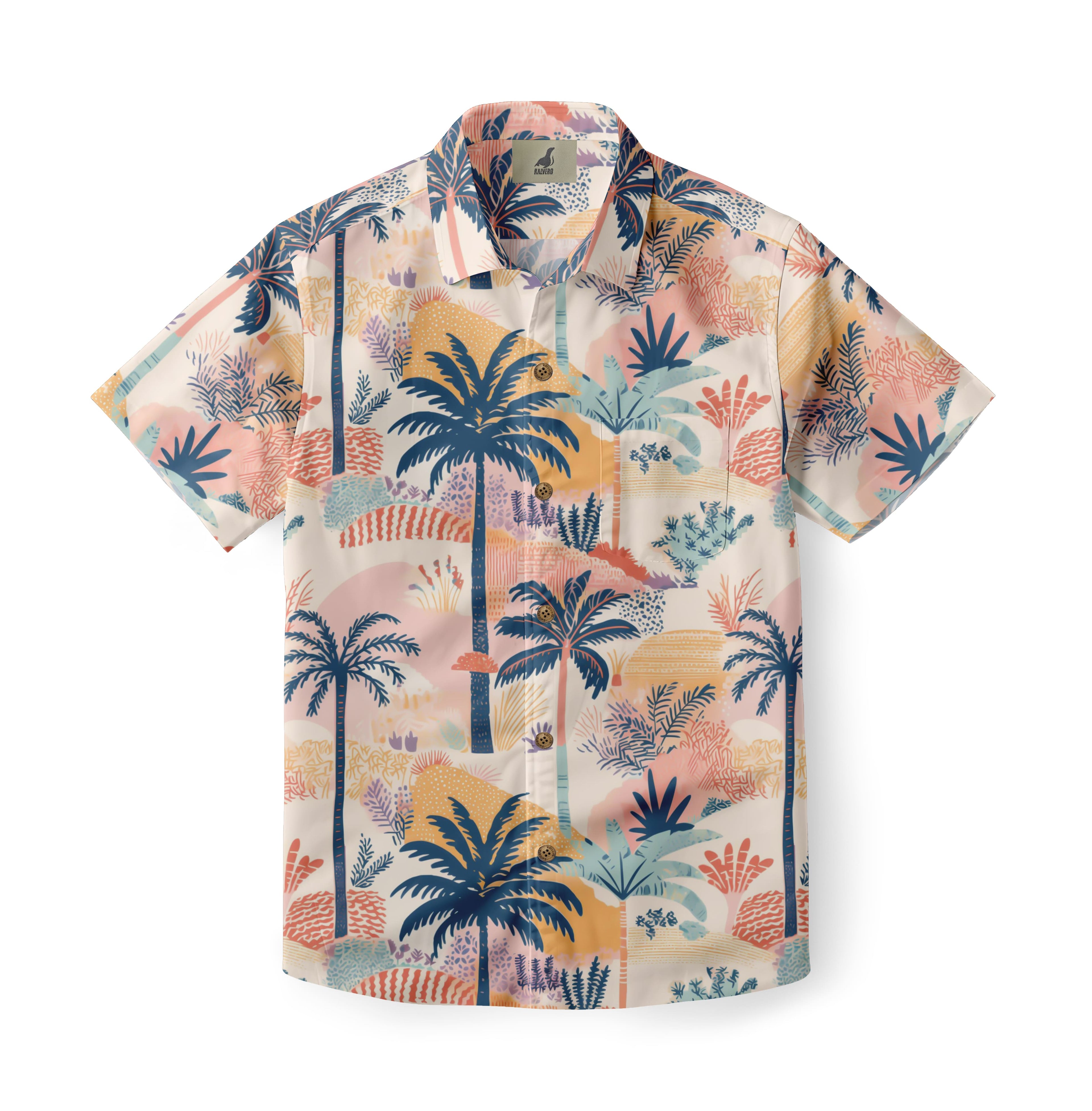 Cream Tropical Palm Hawaiian Shirt