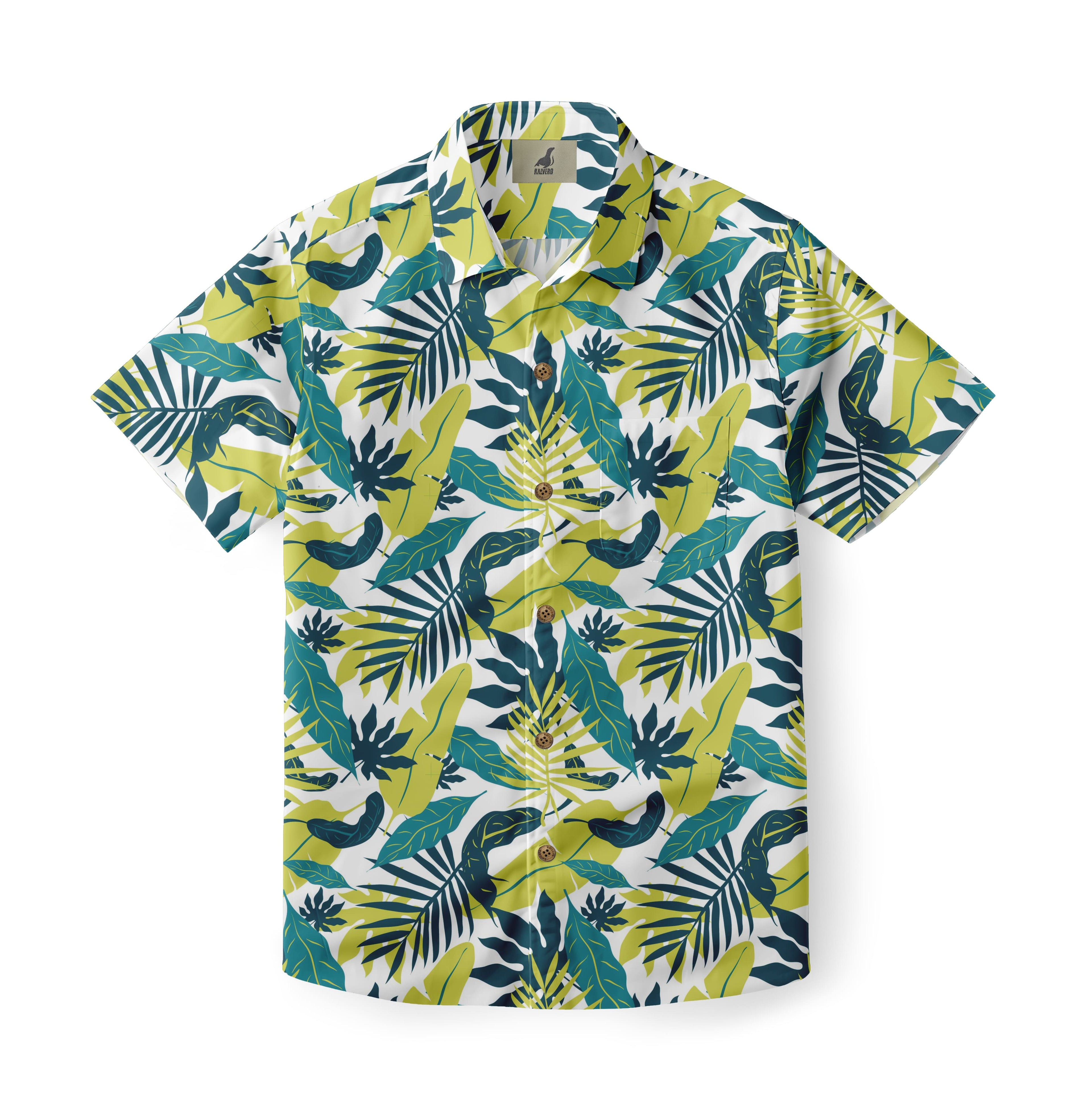 White Tropical Leaves Hawaiian Shirt