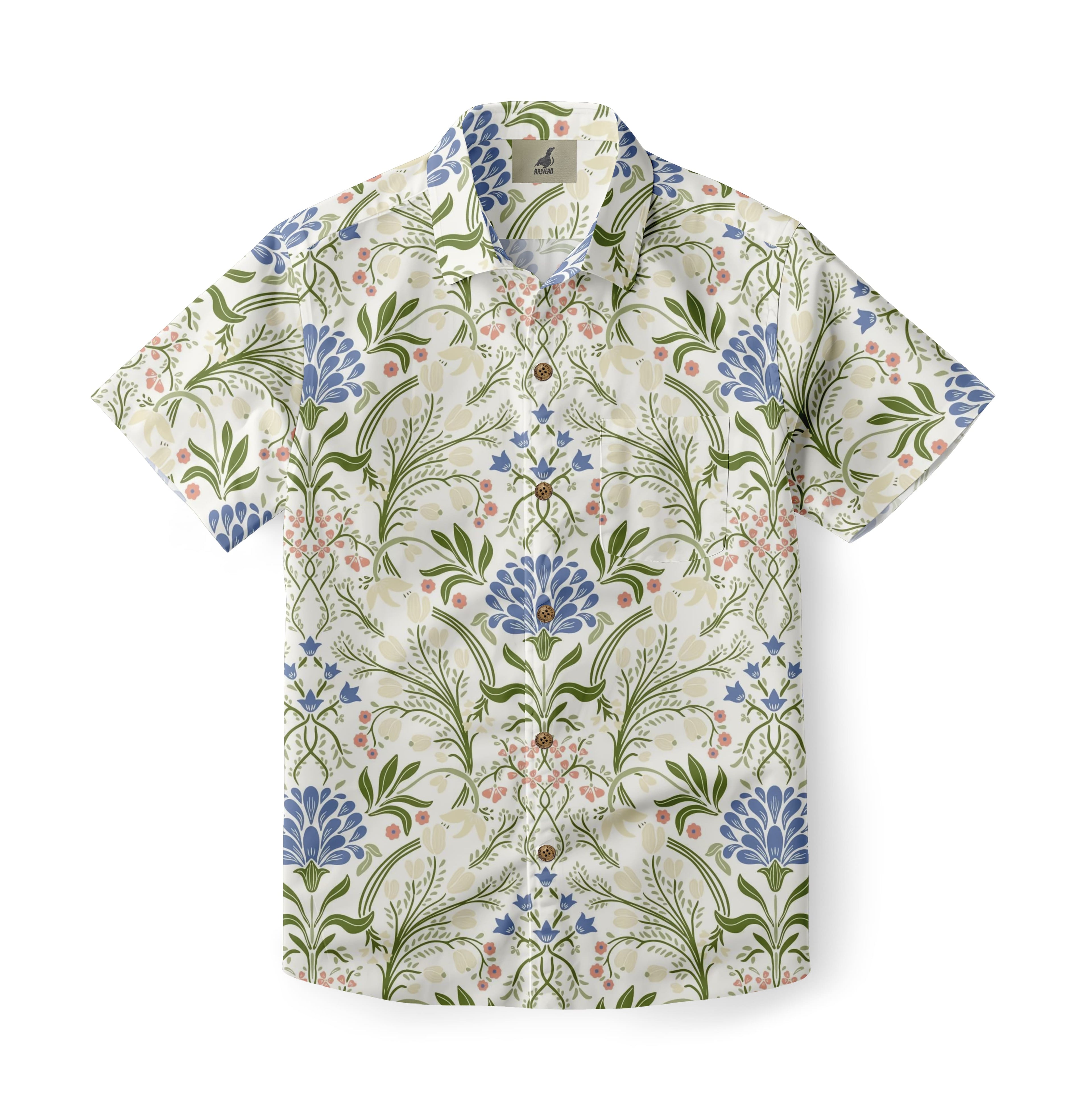 Cream Vintage Botanical Hawaiian Shirt
