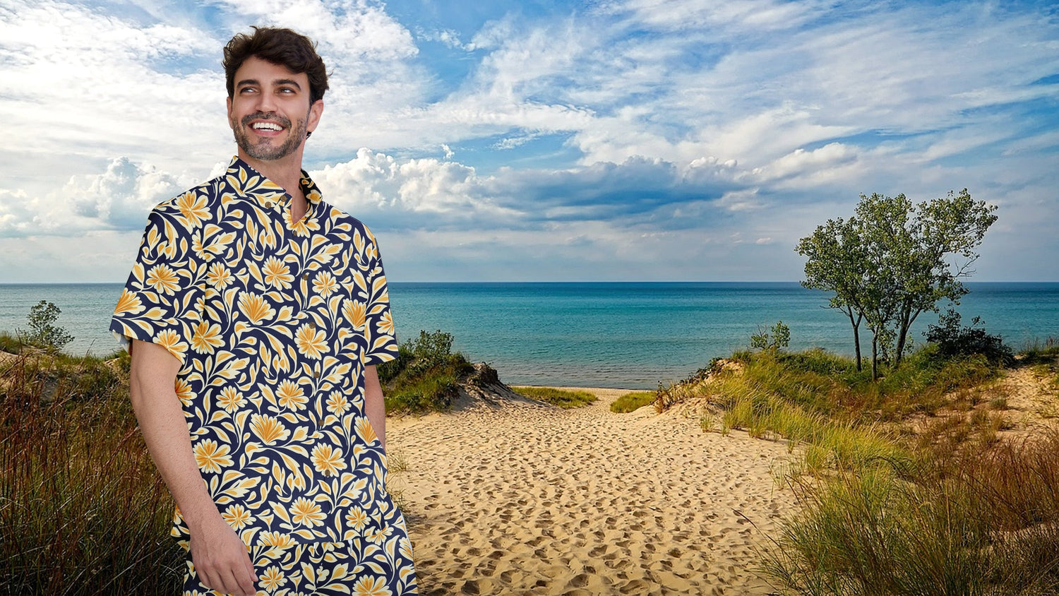 Middle-aged and elderly men's short-sleeved shirt wearing skills, easy to create a casual vacation style